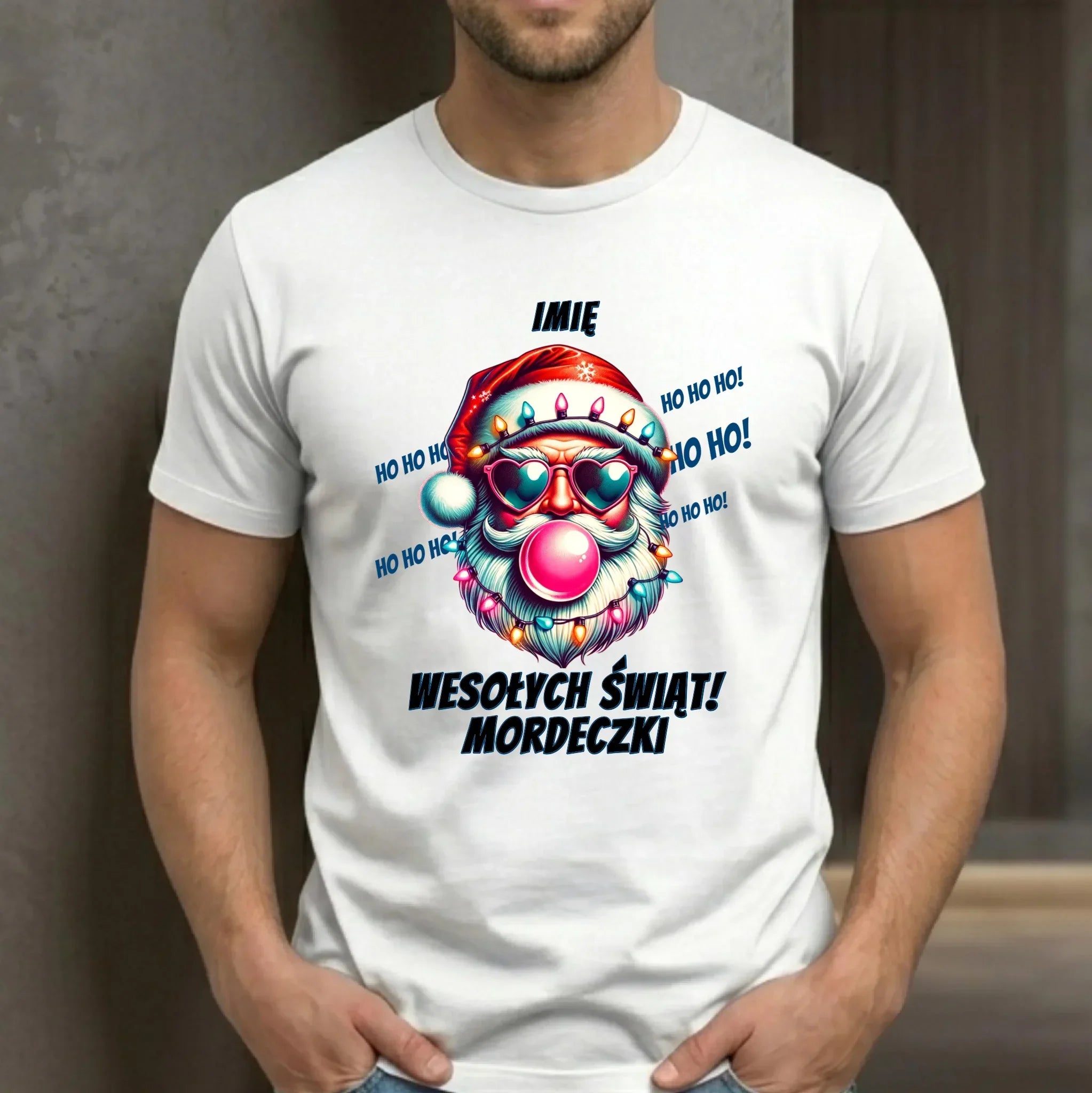 Koszulka męska świąteczna - Mikołaj Wesołych Świąt Mordeczki - personalizowana BN17 - StoryCups.pl