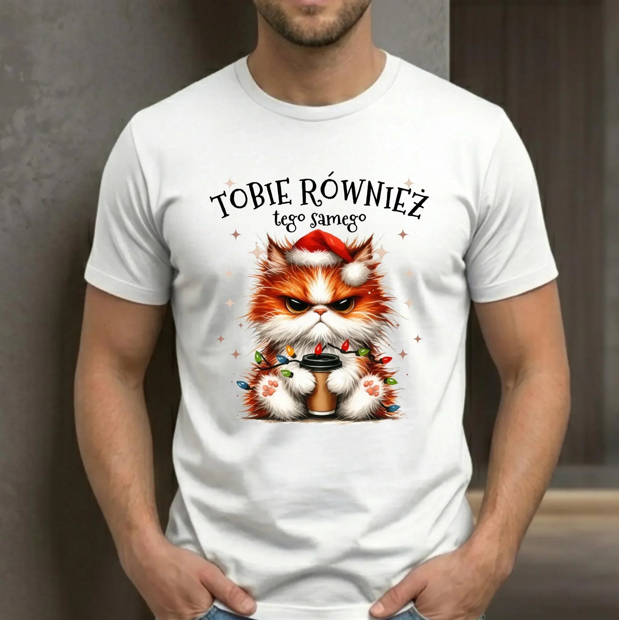 Koszulka męska świąteczna - Grumpy Cat Tobie również tego samego BN32 - StoryCups.pl