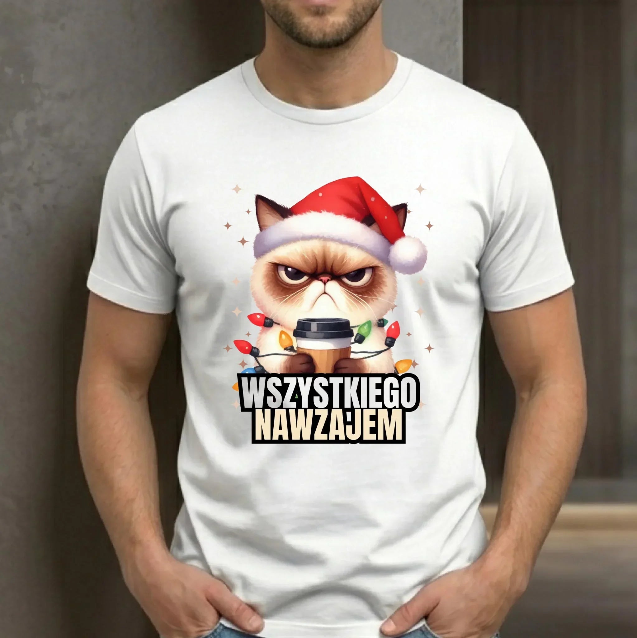 Koszulka męska świąteczna - Grumpy Cat Wszystkiego nawzajem BN33 - StoryCups.pl