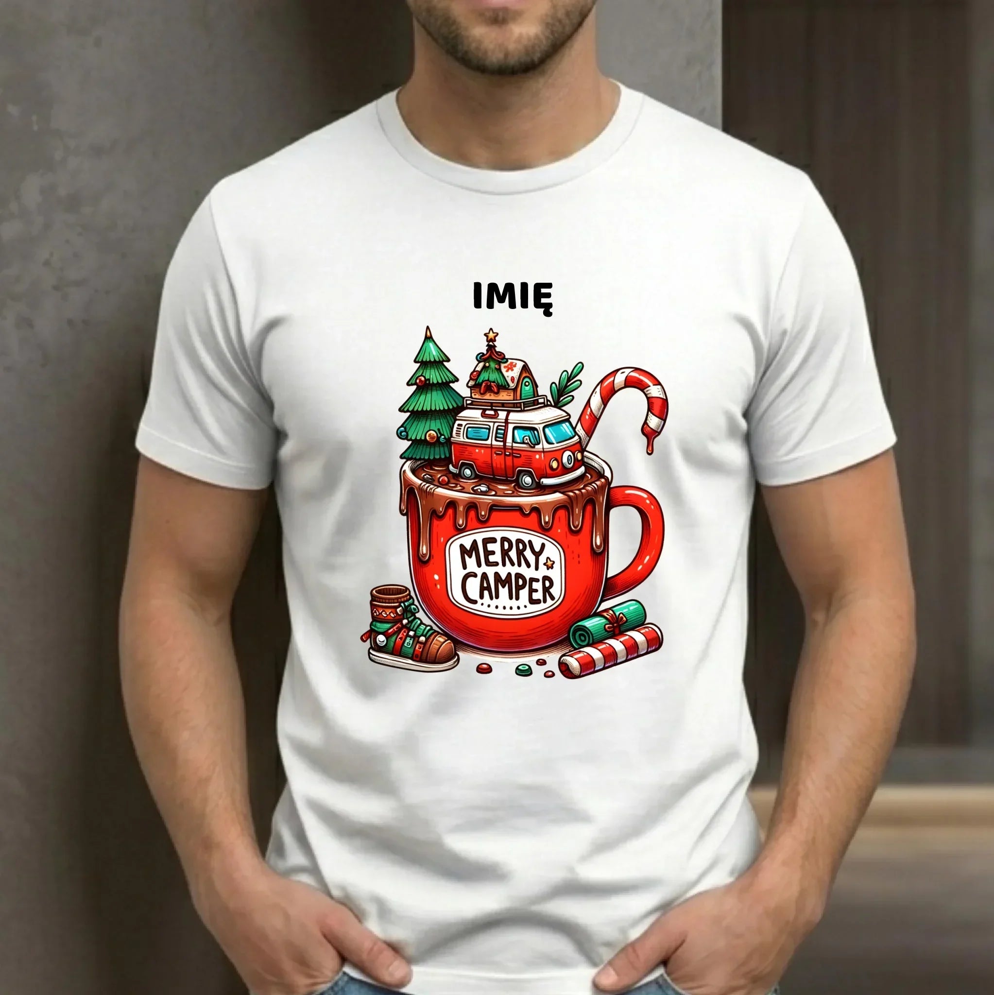 Koszulka męska świąteczna - Kamper Merry Camper - personalizowana BN43 - StoryCups.pl