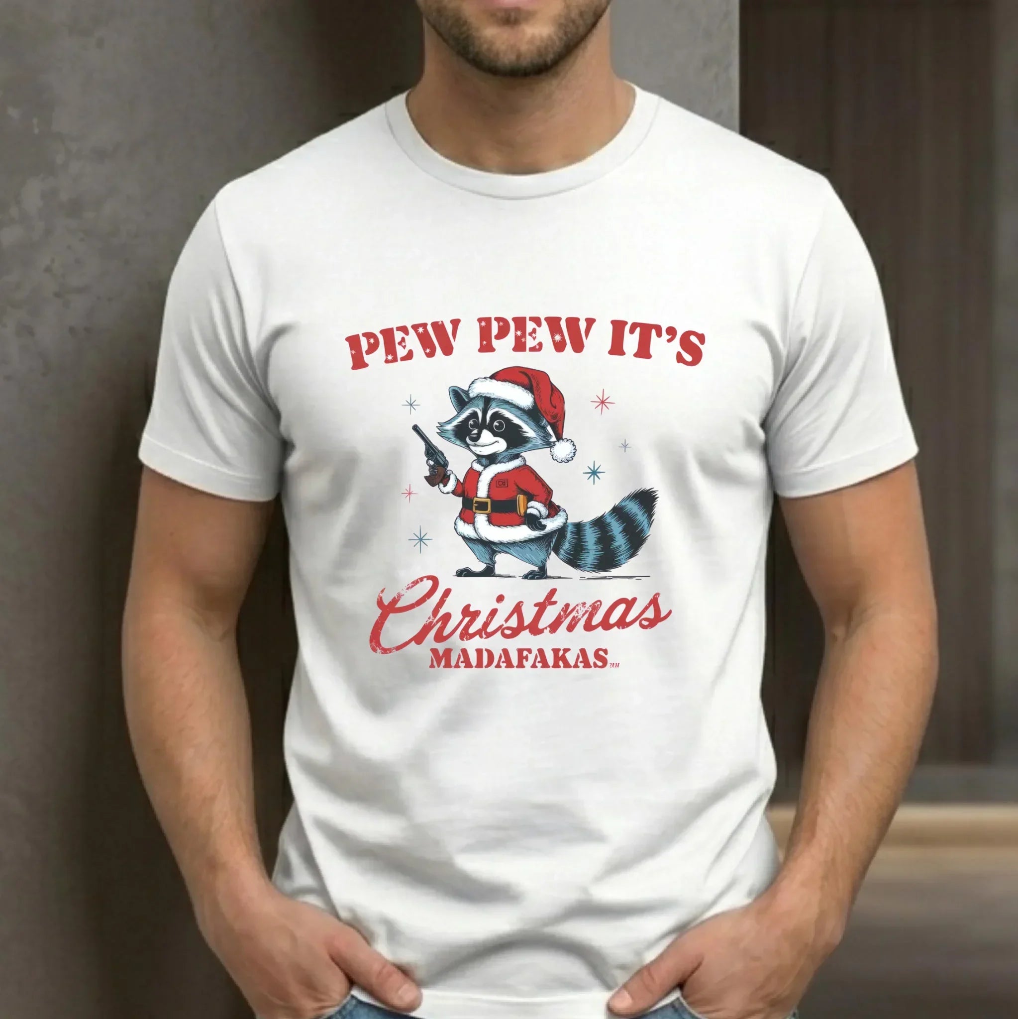 Koszulka męska świąteczna - Pew pew it's Christmas BN60 - StoryCups.pl