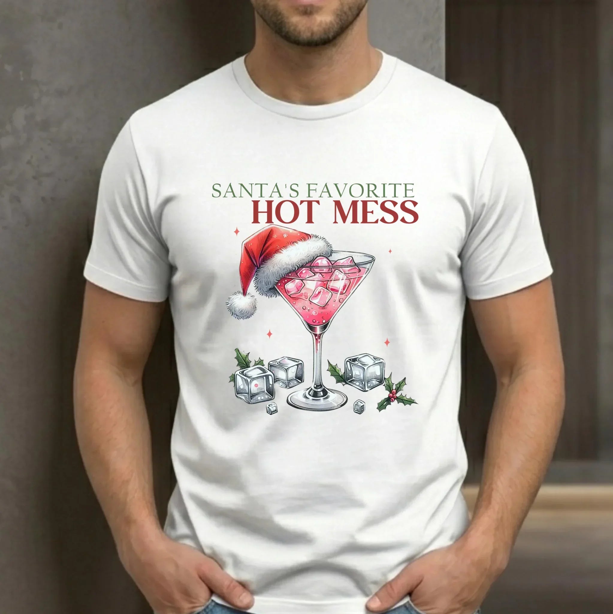 Koszulka męska świąteczna - Santa's favorite hot mess BN75 - StoryCups.pl