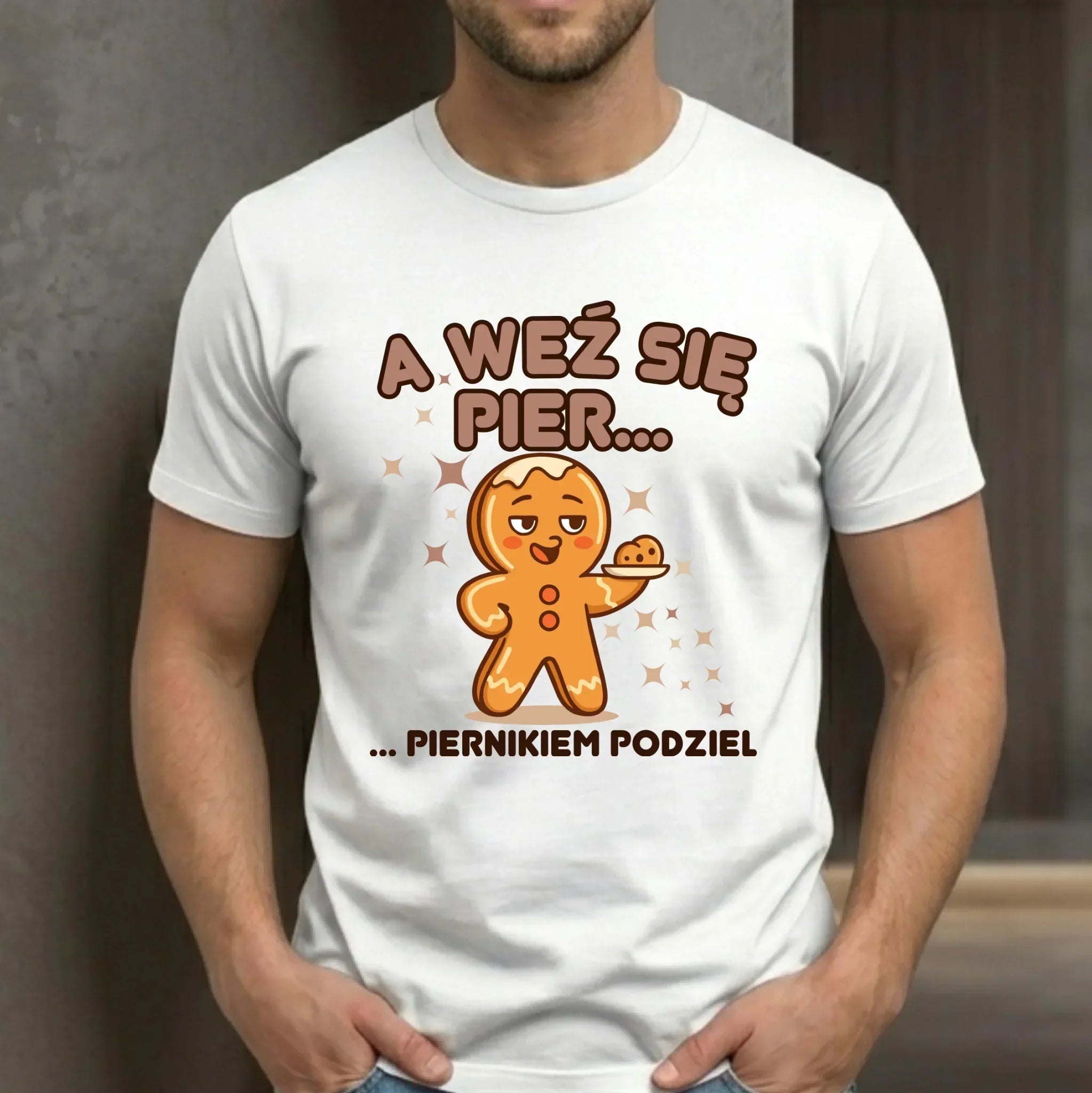 Koszulka męska świąteczna - Piernik A weź się pier... piernikiem podziel BN87 - StoryCups.pl