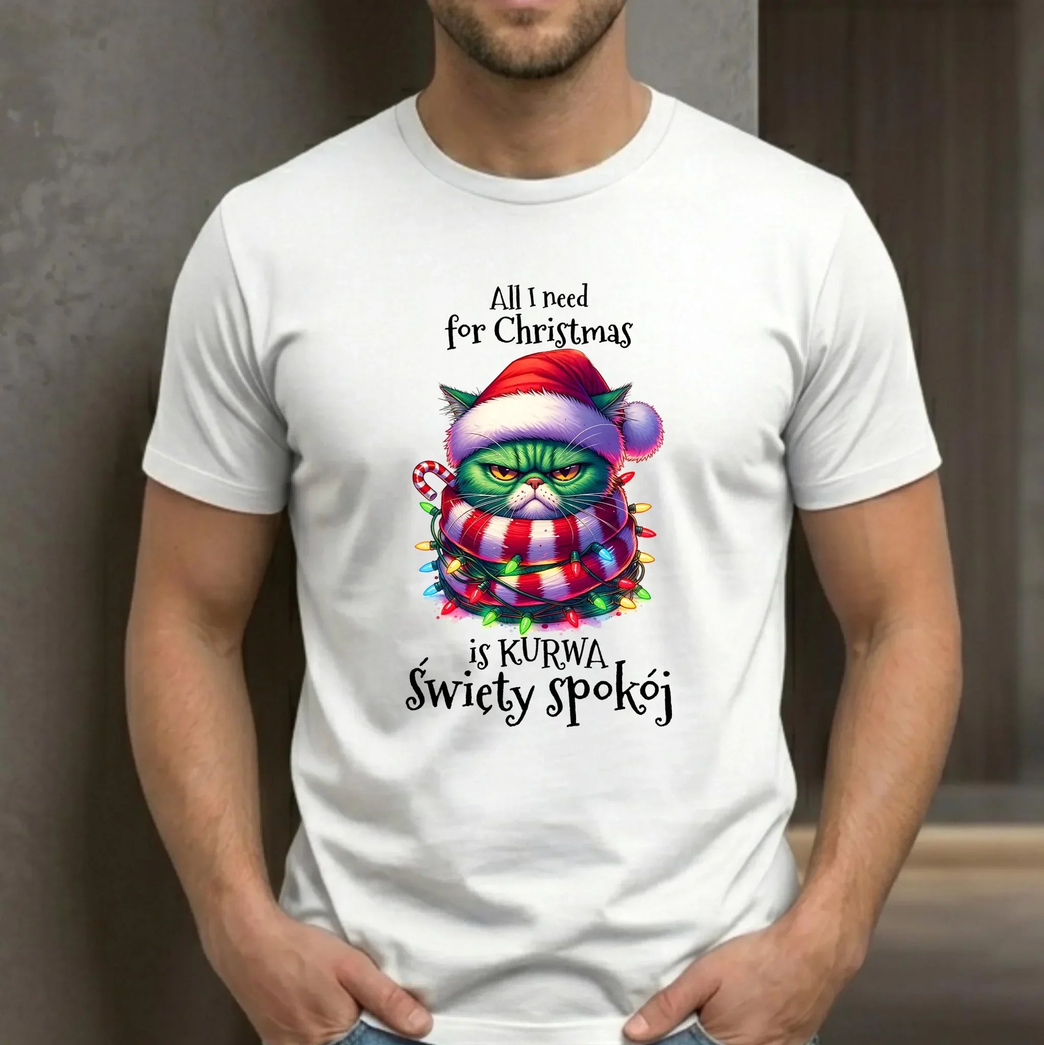 Koszulka męska świąteczna - All I need for Christmas is ku*wa święty spokój - bez cenzury BN101 - StoryCups.pl