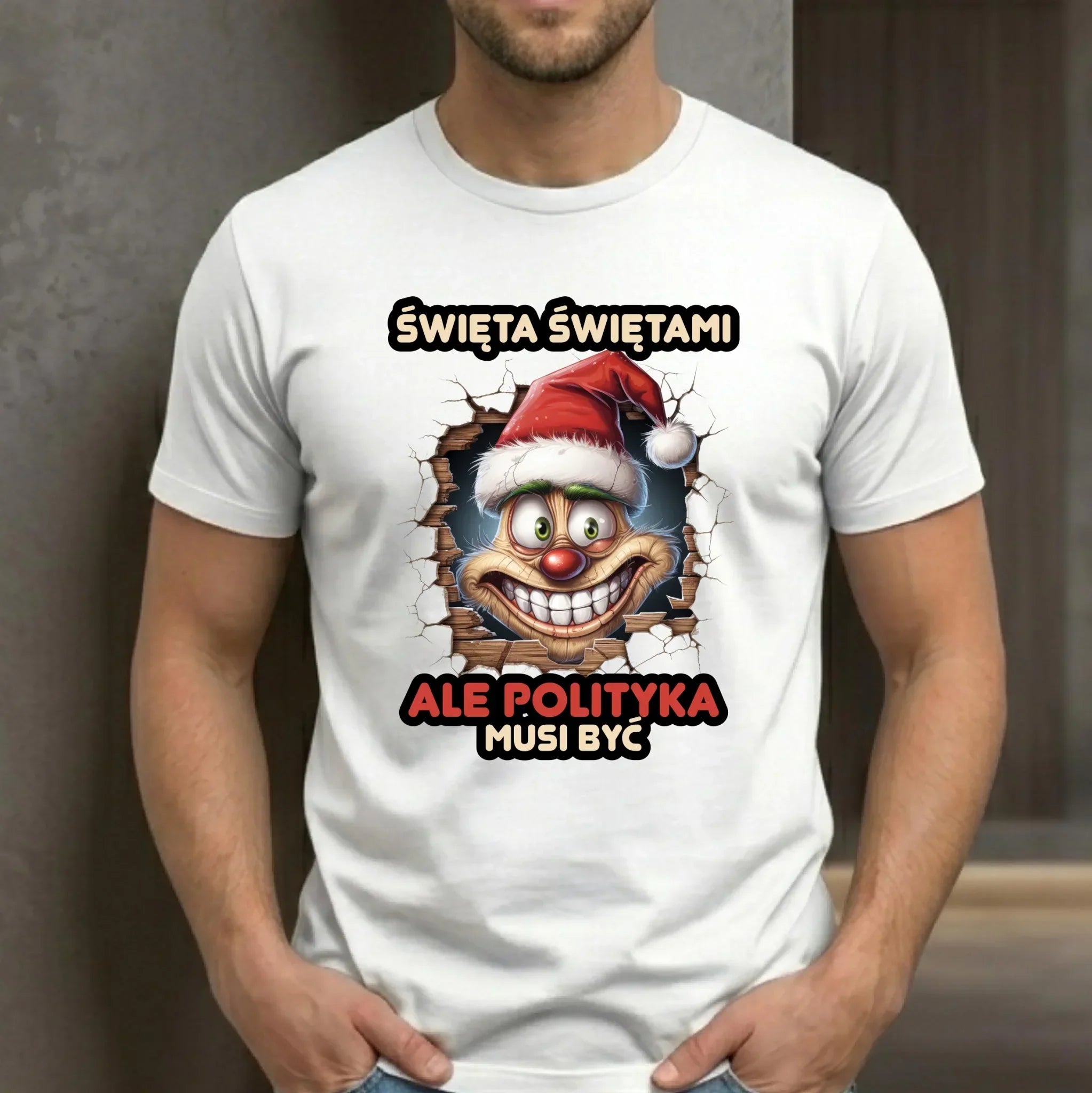 Koszulka męska świąteczna - Święta świętami ale polityka musi być BN102 - StoryCups.pl