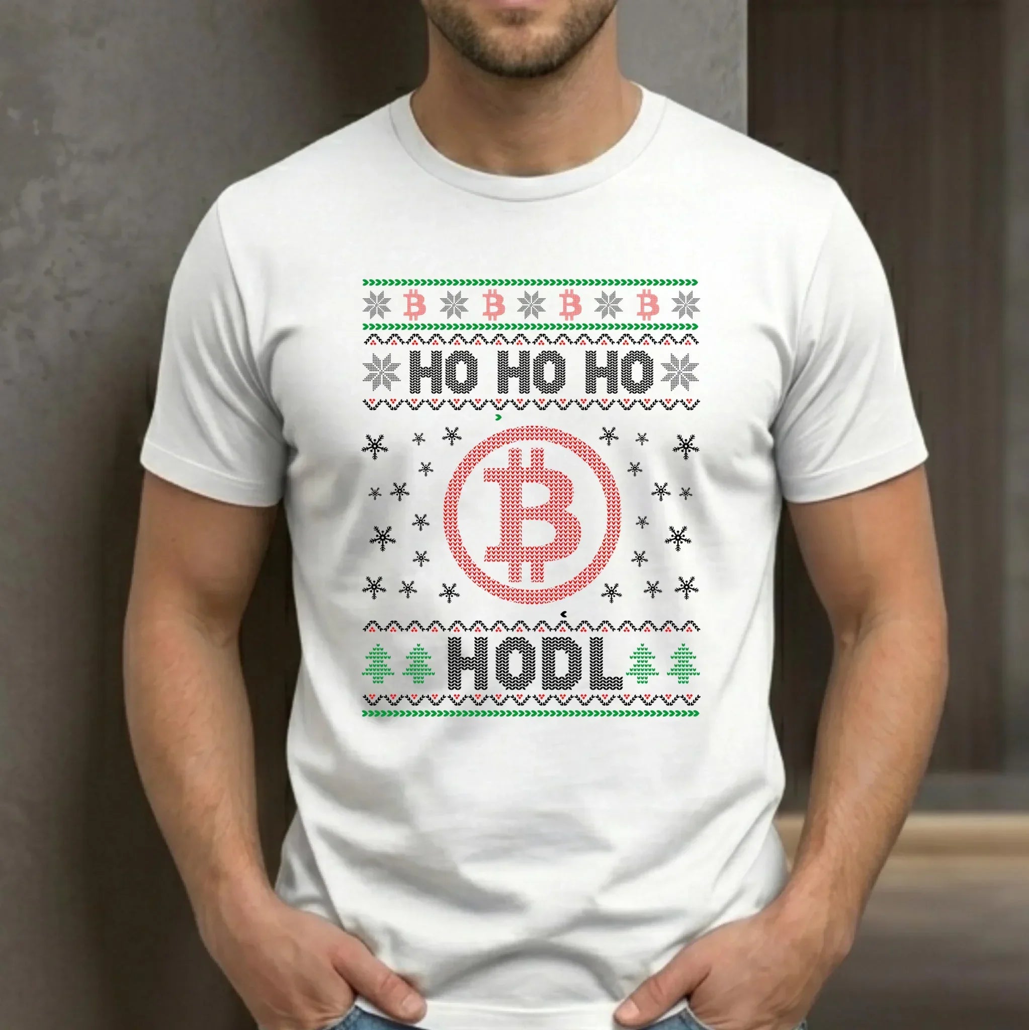 Koszulka męska świąteczna - Bitcoin - Ho Ho hodl BN103 - StoryCups.pl