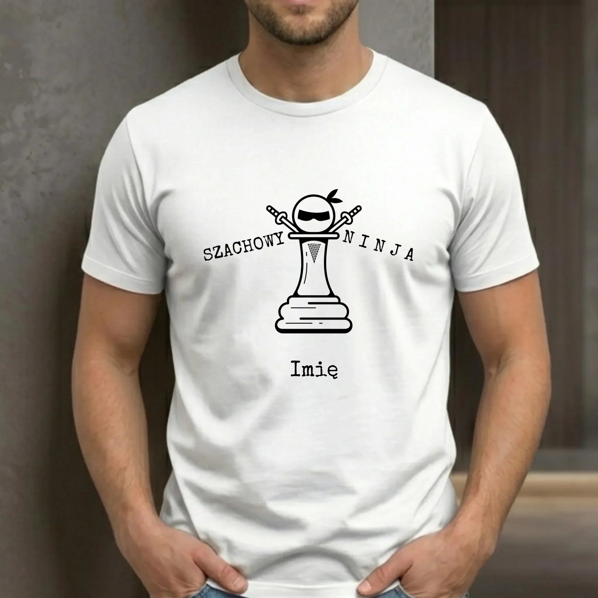 Koszulka męska dla szachisty - Szachowy ninja - personalizowana HSZ01 - StoryCups.pl