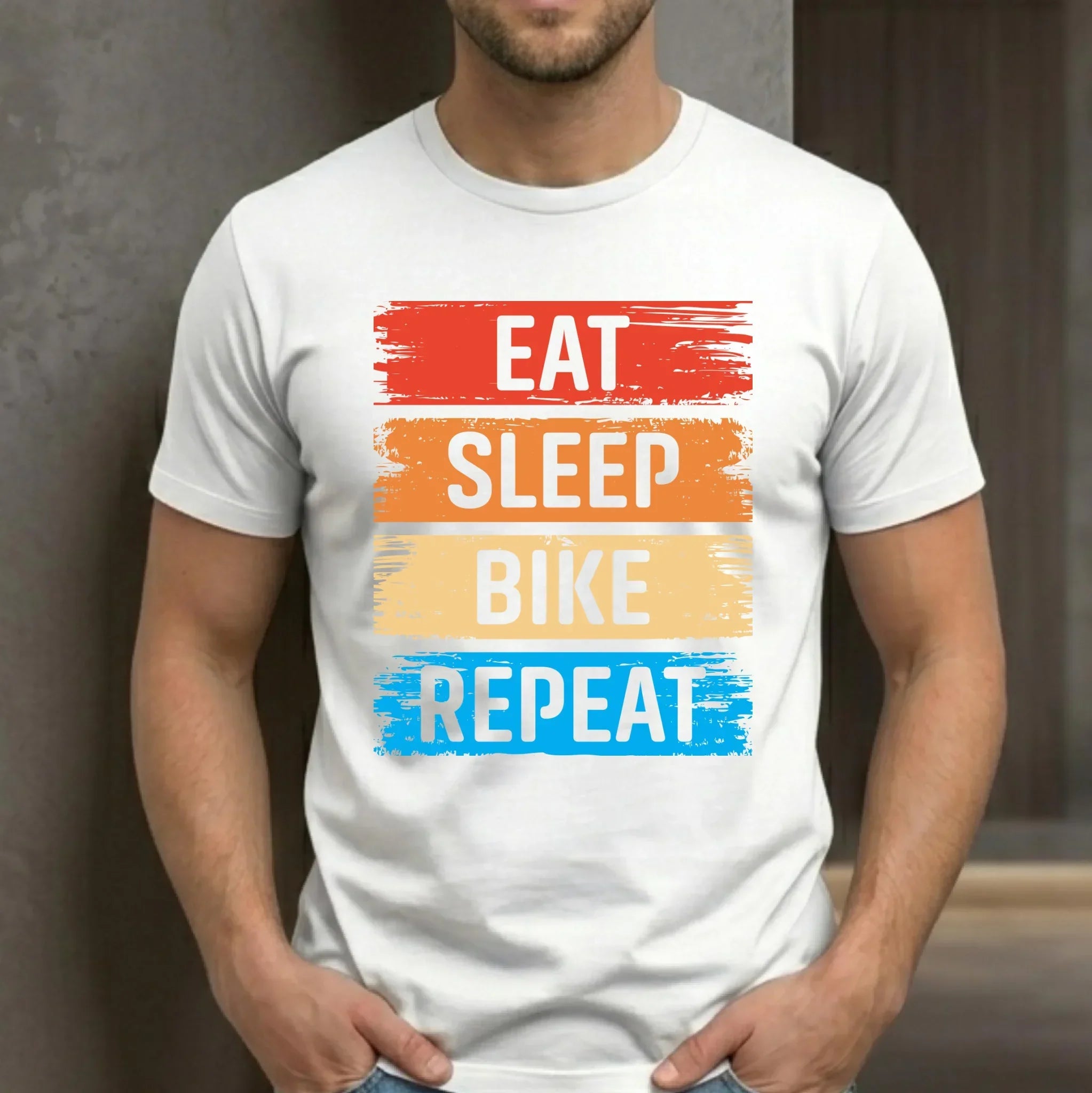 Koszulka męska na rower - Eat sleep bike repeat HR03 - StoryCups.pl