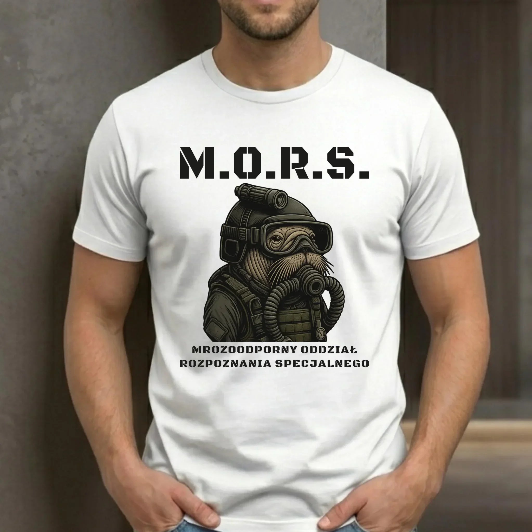 Koszulka męska - prezent dla morsa - M.O.R.S. Mrozoodporny Oddział Rozpoznania Specjalnego HM20 - StoryCups.pl