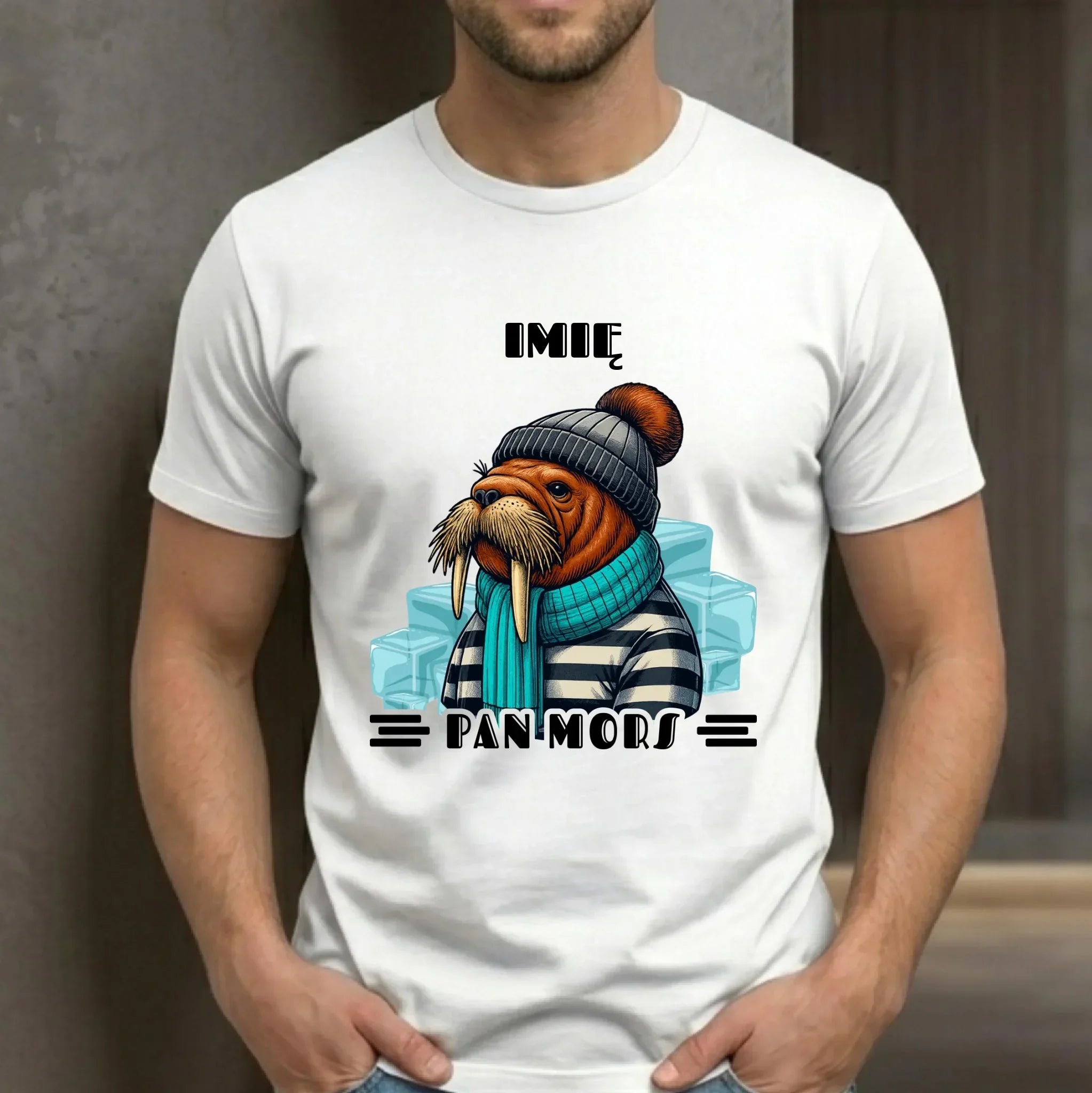 Koszulka męska - prezent dla morsa - Pan Mors - personalizowana HM15 - StoryCups.pl
