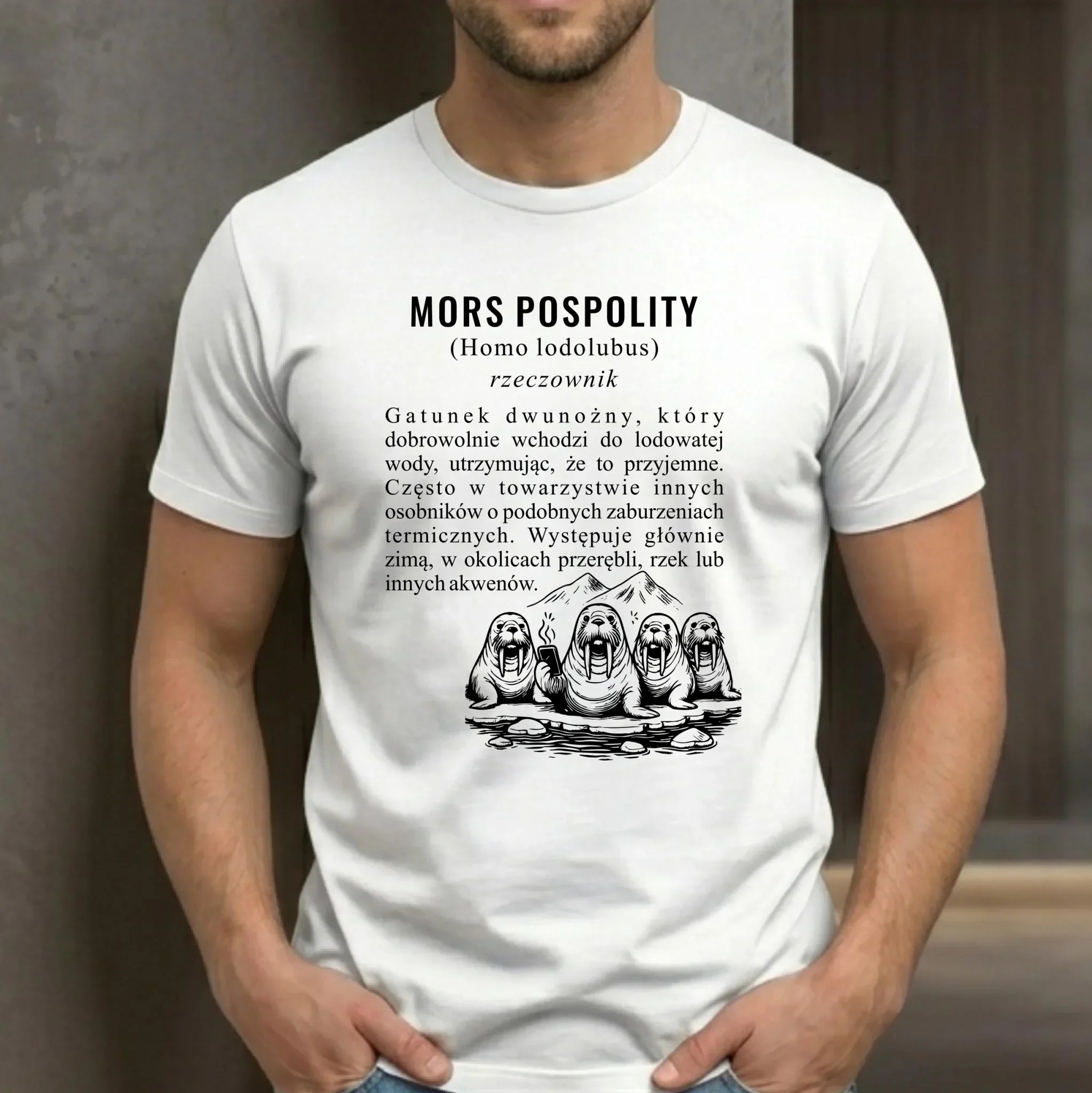 Koszulka męska - prezent dla morsa - Mors pospolity [Homo lodolubus] HM12 - StoryCups.pl