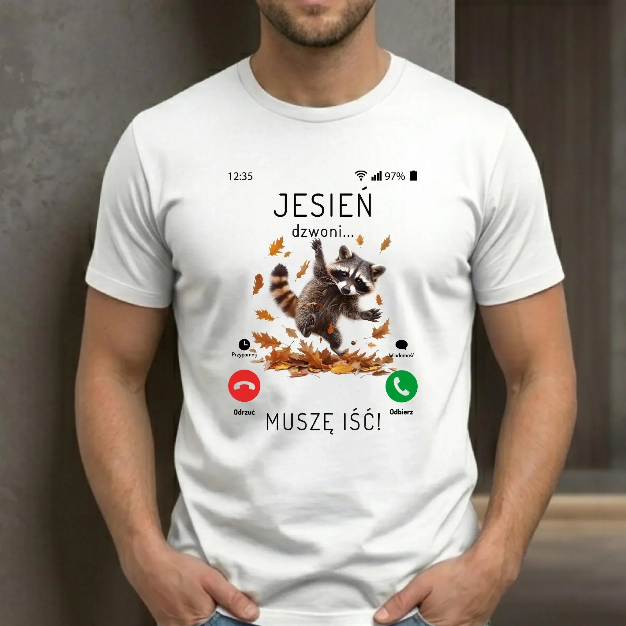 Koszulka męska jesienna - Jesień dzwoni muszę iść JS18 - StoryCups.pl