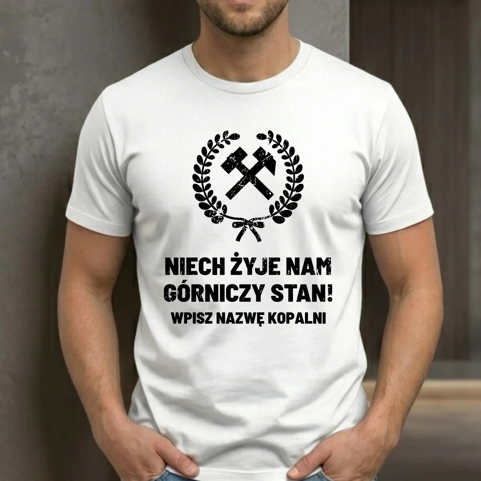 Koszulka męska - prezent dla górnika - Niech żyje nam górniczy stan - personalizowana G24 - StoryCups.pl