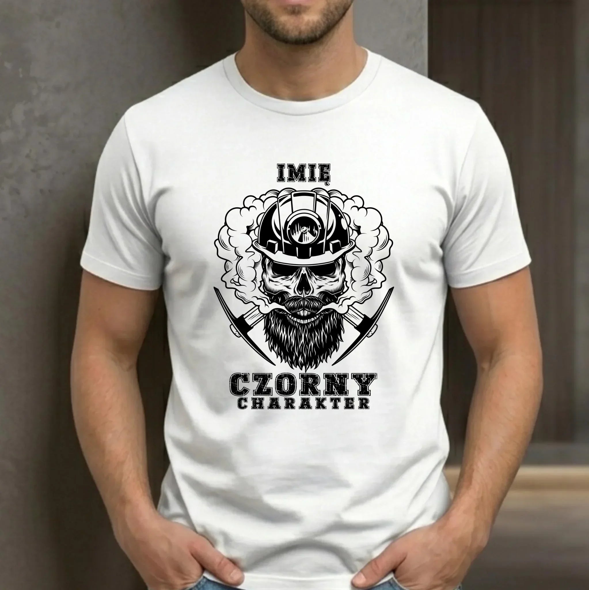 Koszulka męska - prezent dla górnika - Czorny charakter - personalizowana G06 - StoryCups.pl