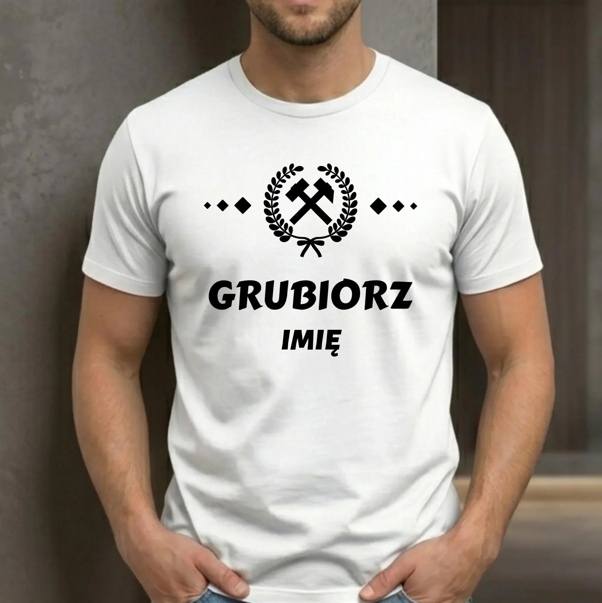 Koszulka męska - prezent dla górnika - Grubiorz - personalizowana G03 - StoryCups.pl