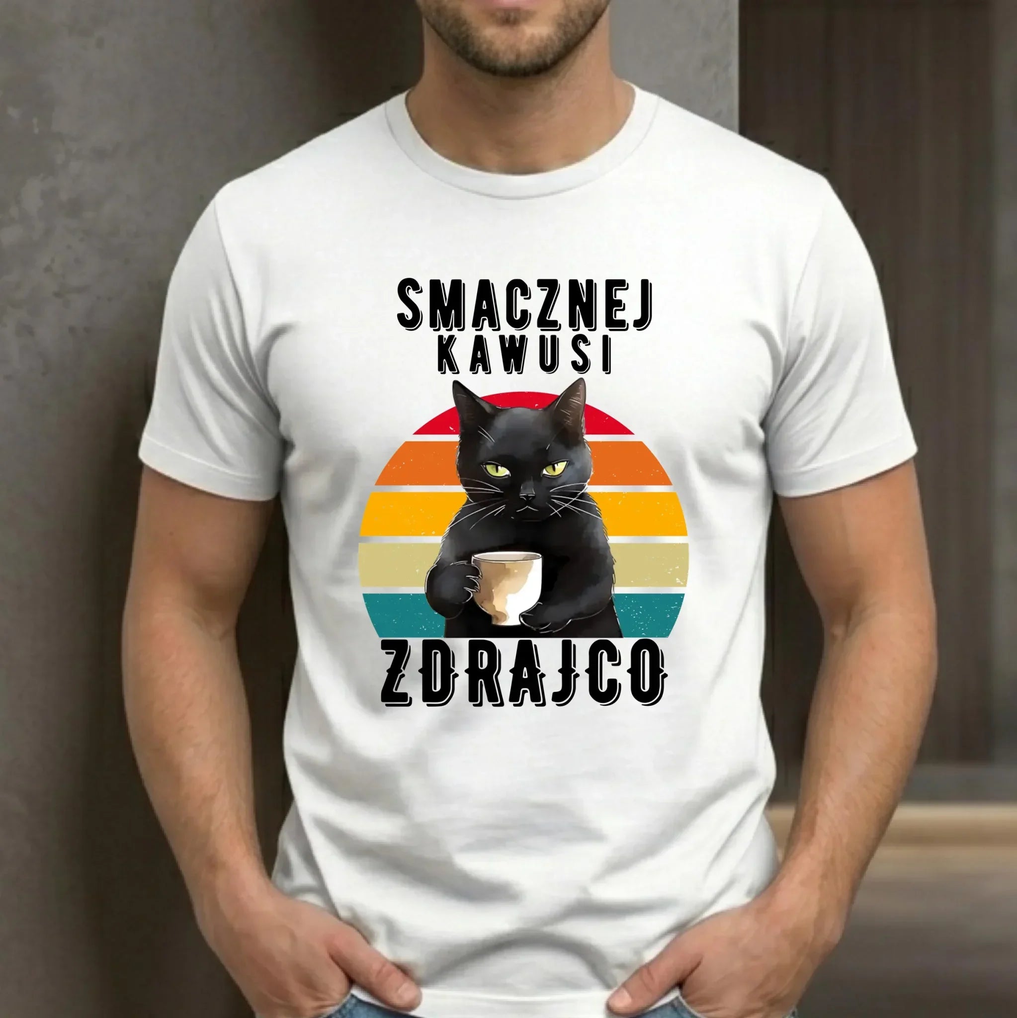 Koszulka męska na odejście z pracy - Smacznej kawusi zdrajco OP03 - StoryCups.pl