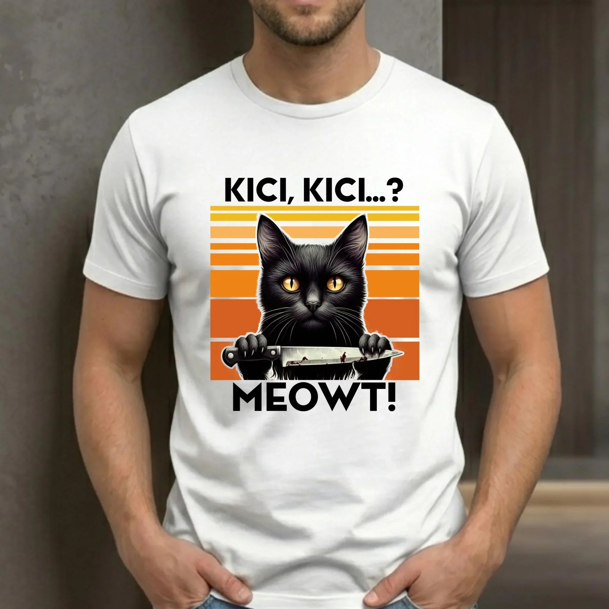 Koszulka męska - Kot z nożem - Kici, kici... MEOWT! HL17 - StoryCups.pl