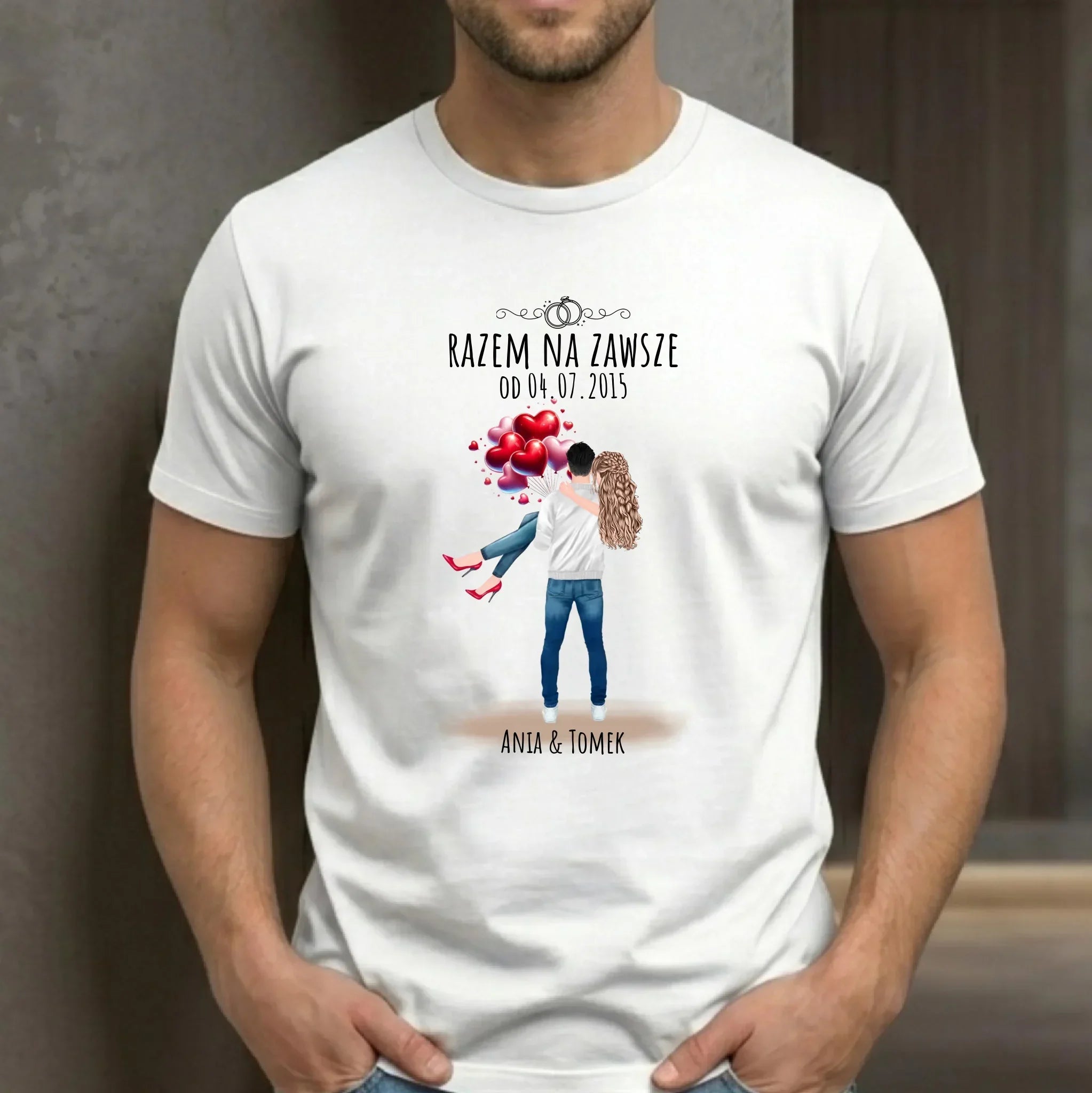 Koszulka męska dla par na rocznicę - Razem na zawsze - personalizowana W14 - StoryCups.pl