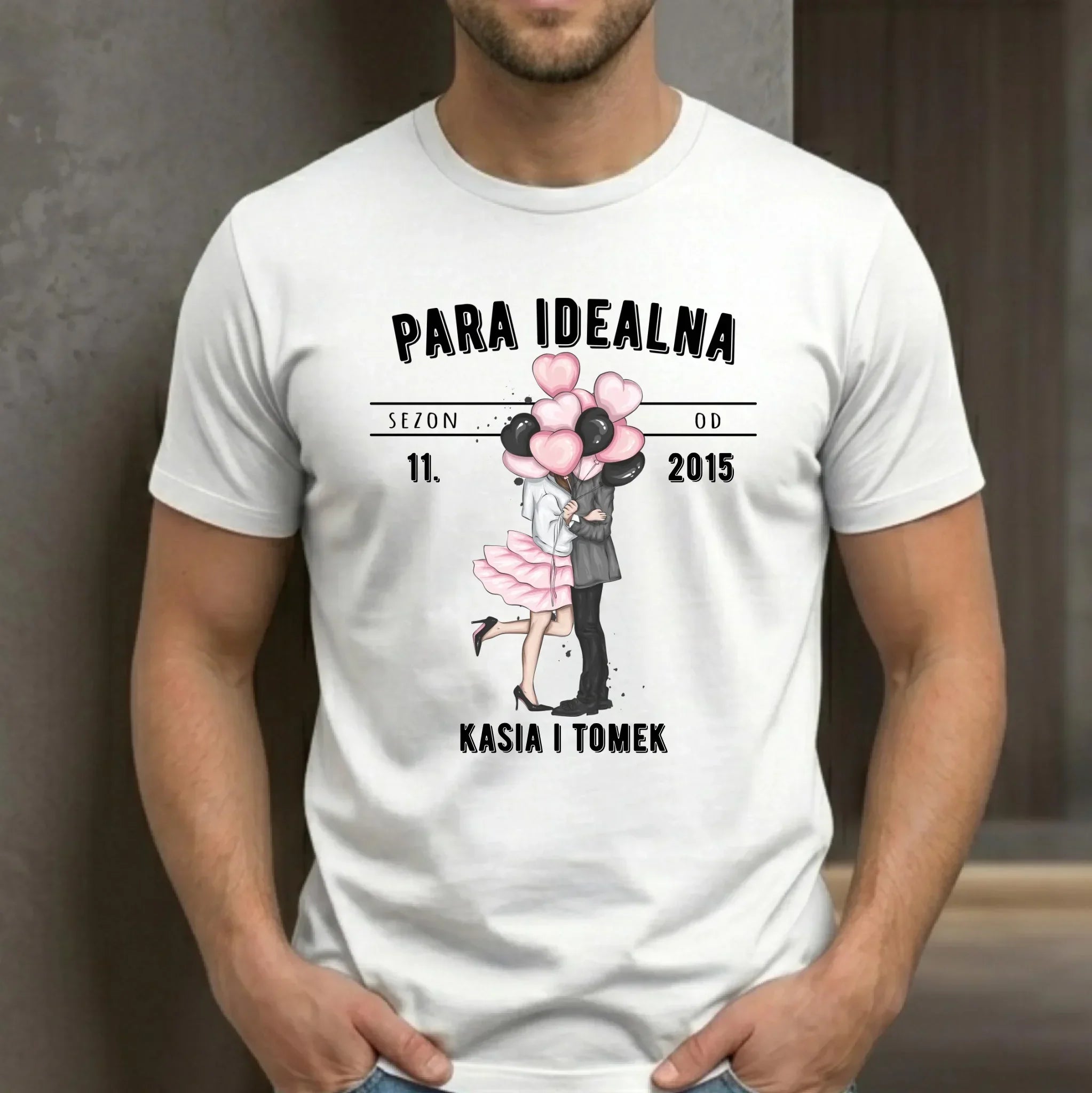Koszulka męska dla par na rocznicę - Para idealna - personalizowana W11 - StoryCups.pl