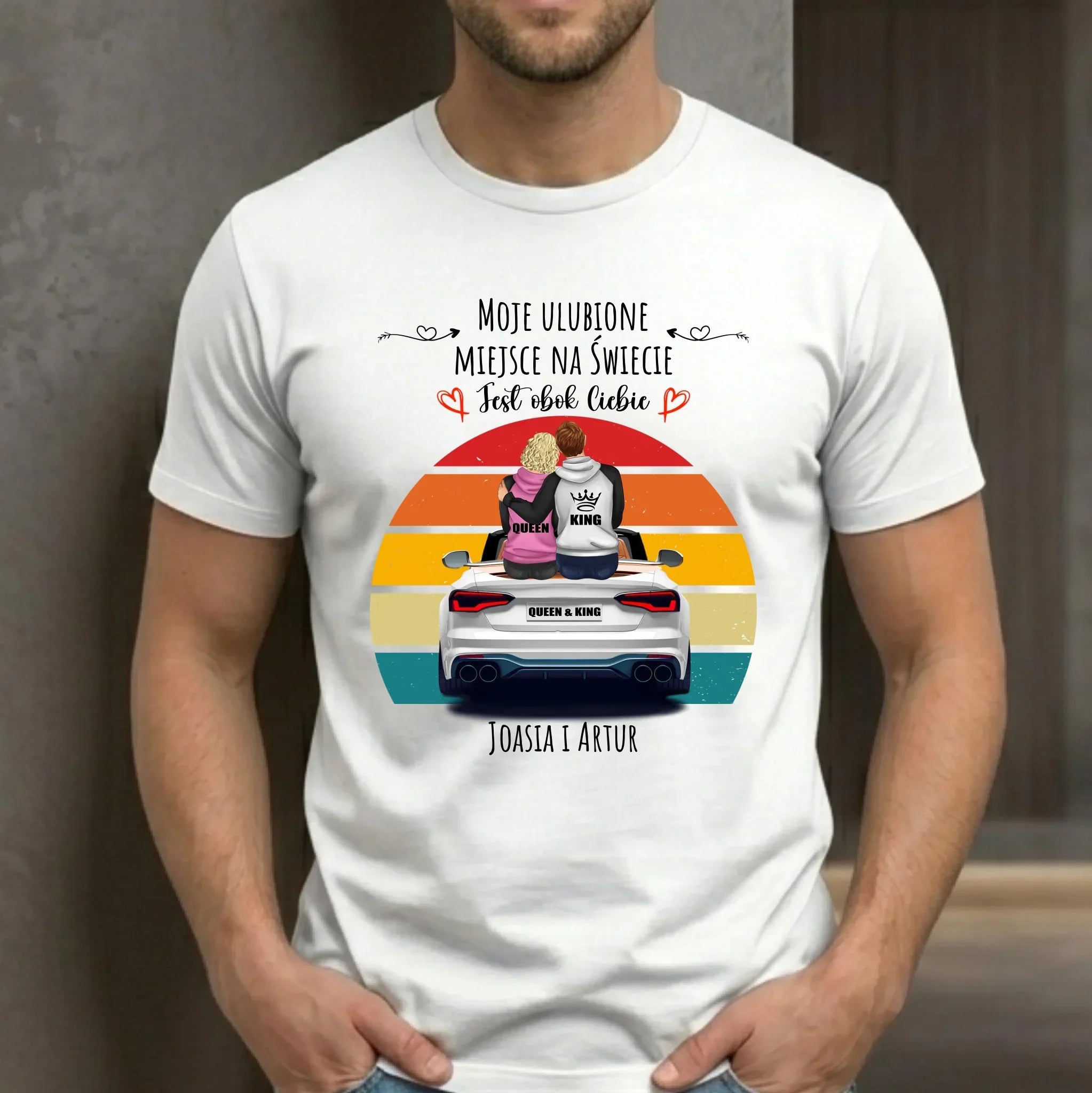 Koszulka męska dla par - Moje ulubione miejsce - personalizowana W06 - StoryCups.pl