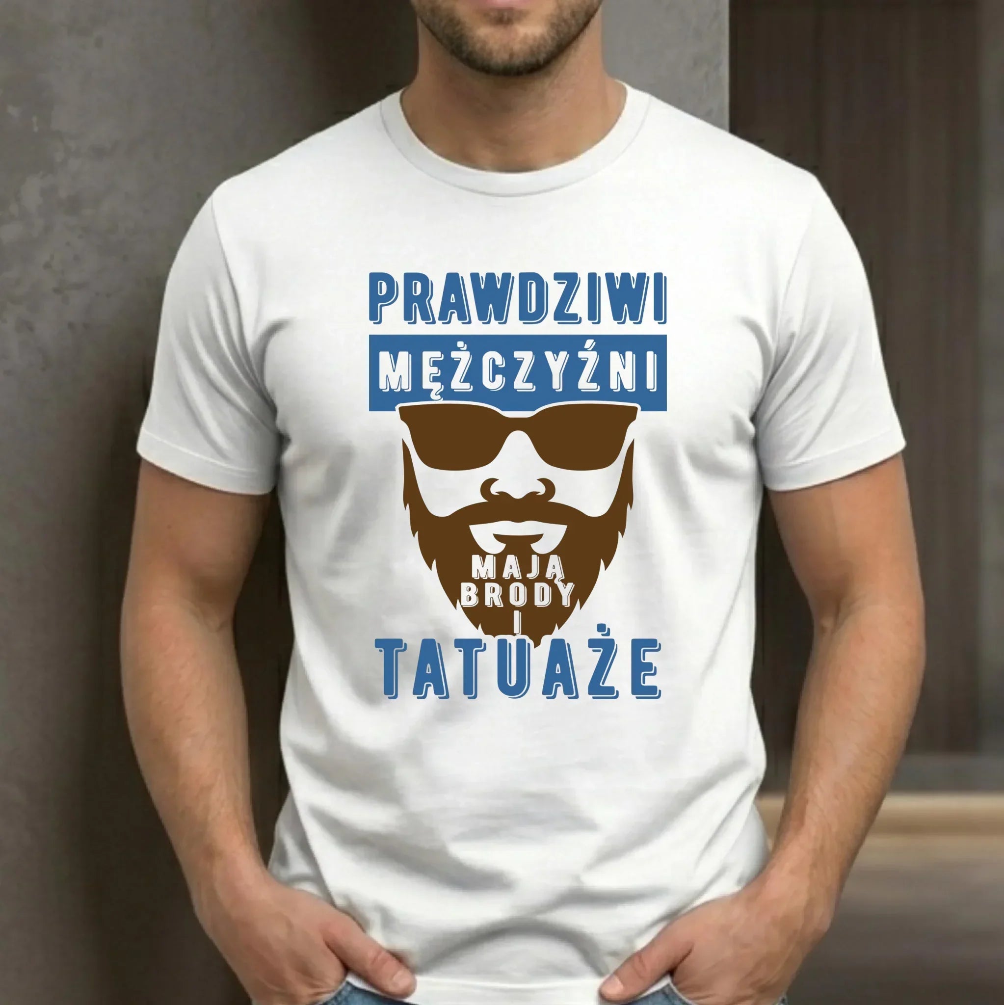 Koszulka męska - Prezent dla faceta - Prawdziwi mężczyźni mają brody i tatuaże DCH22 - StoryCups.pl