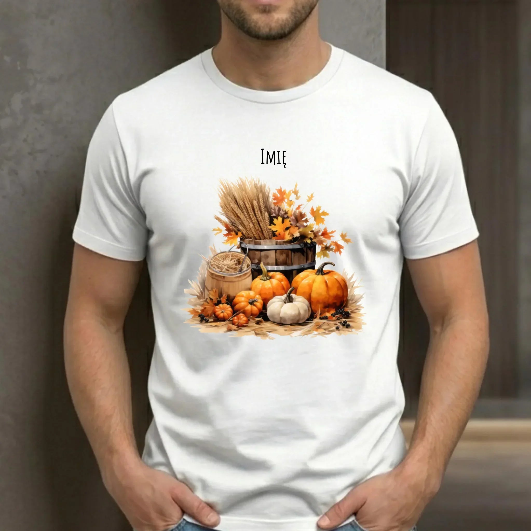 Koszulka męska na jesień - Harvest vibes - personalizowana JS09 - StoryCups.pl