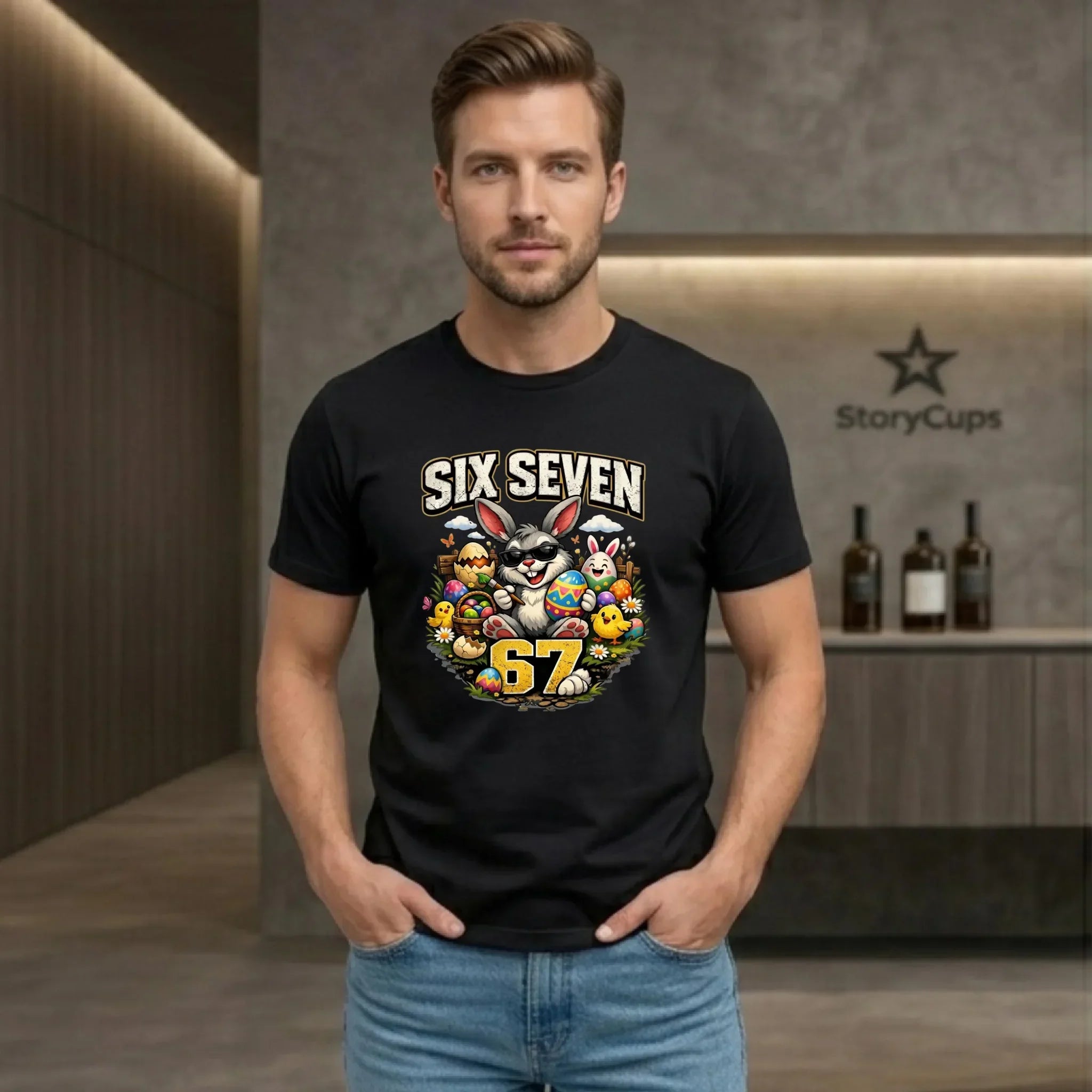 Koszulka męska wielkanocna - Zając Six Seven 67 WN10 - StoryCups.pl