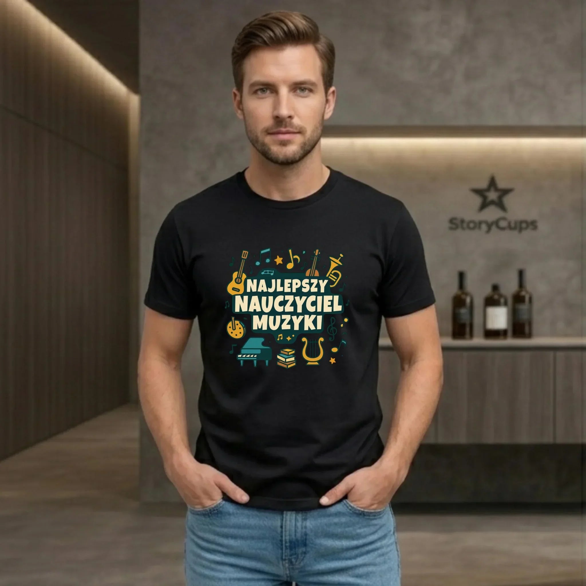 Koszulka męska dla nauczyciela - Najlepszy nauczyciel muzyki N52 - StoryCups.pl