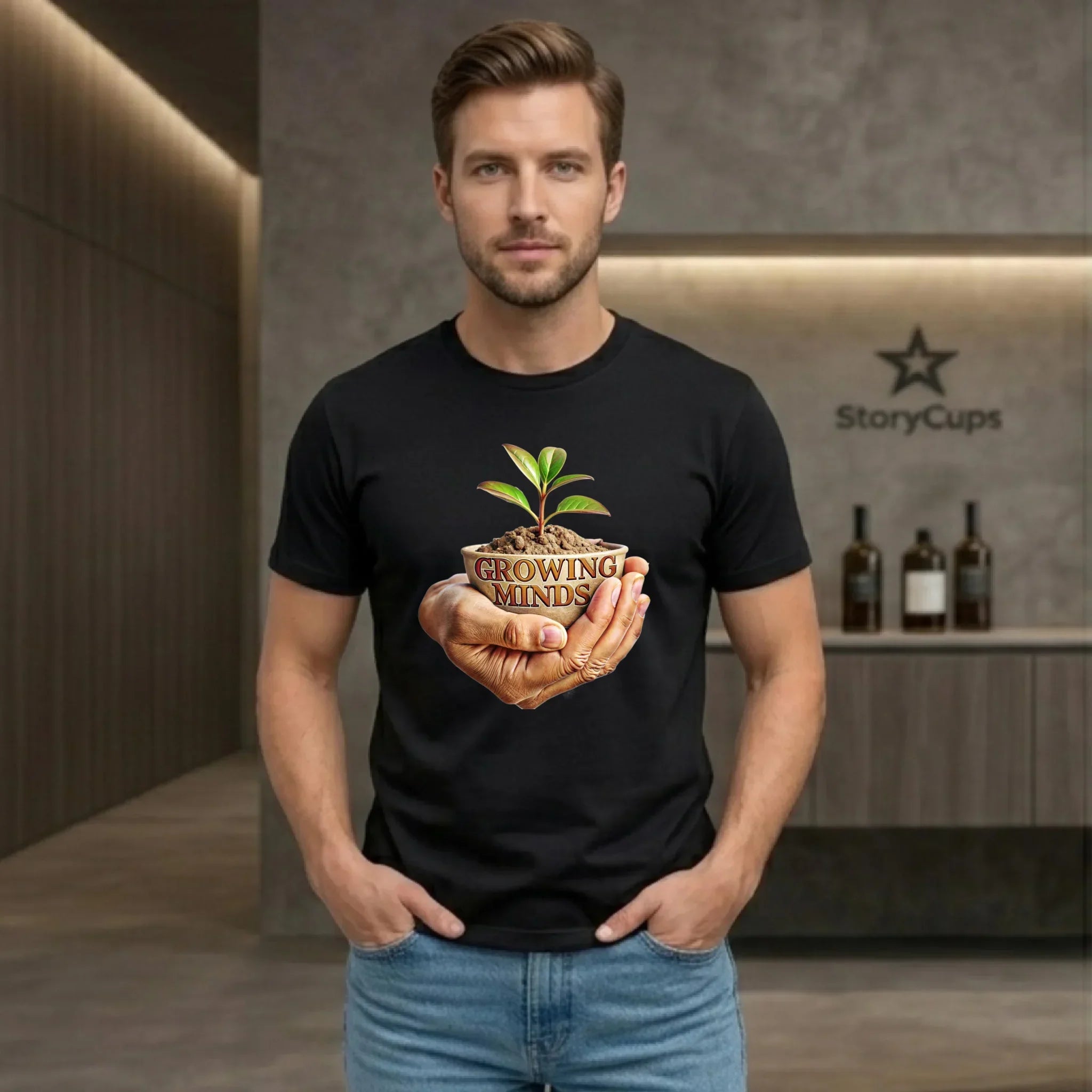 Koszulka męska dla nauczyciela - Growing minds N15 - StoryCups.pl