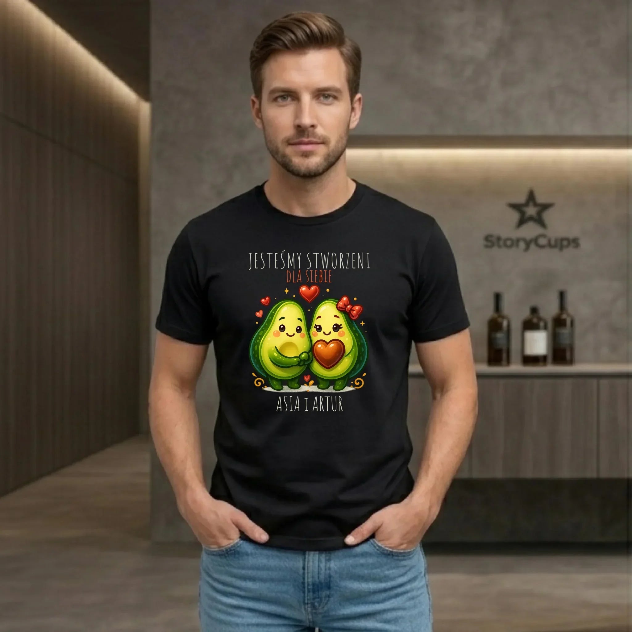Koszulka męska - Awokado Stworzeni dla siebie - personalizowana W91 - StoryCups.pl
