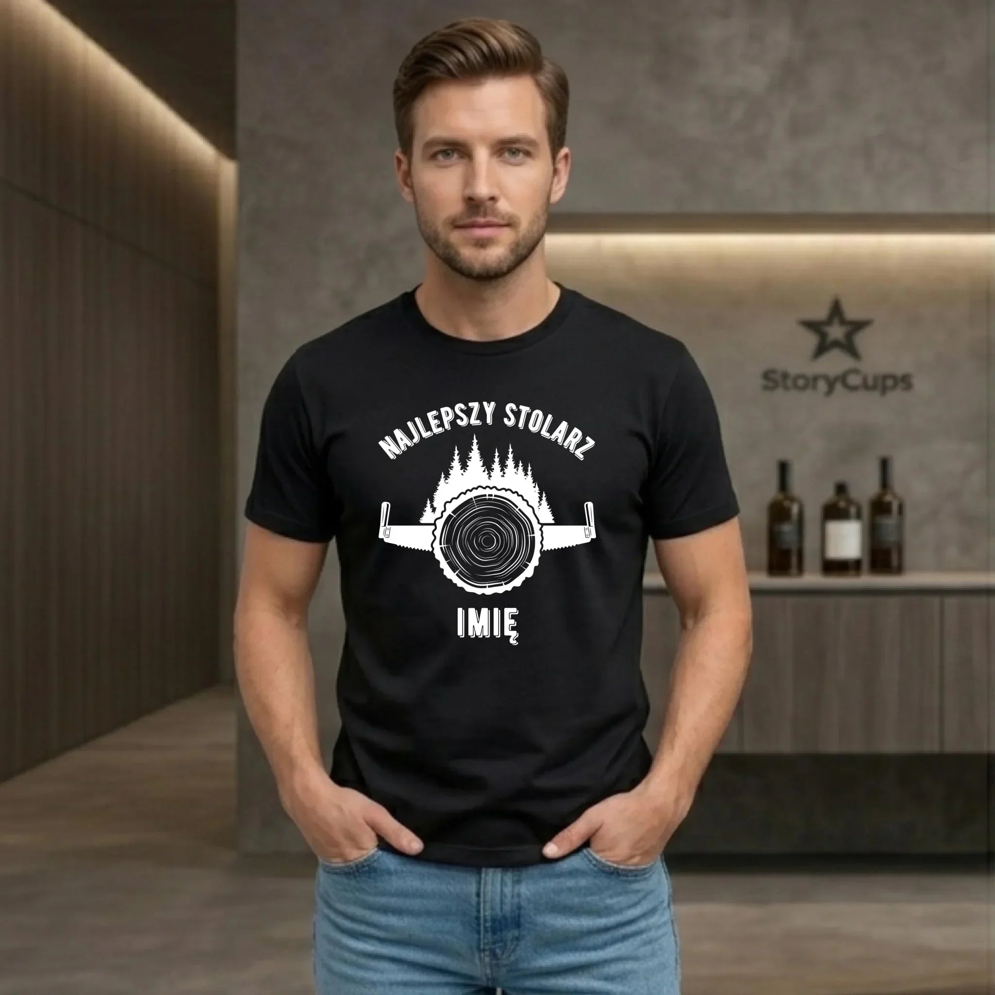Koszulka męska dla stolarza - Najlepszy stolarz - personalizowana ZS01 - StoryCups.pl