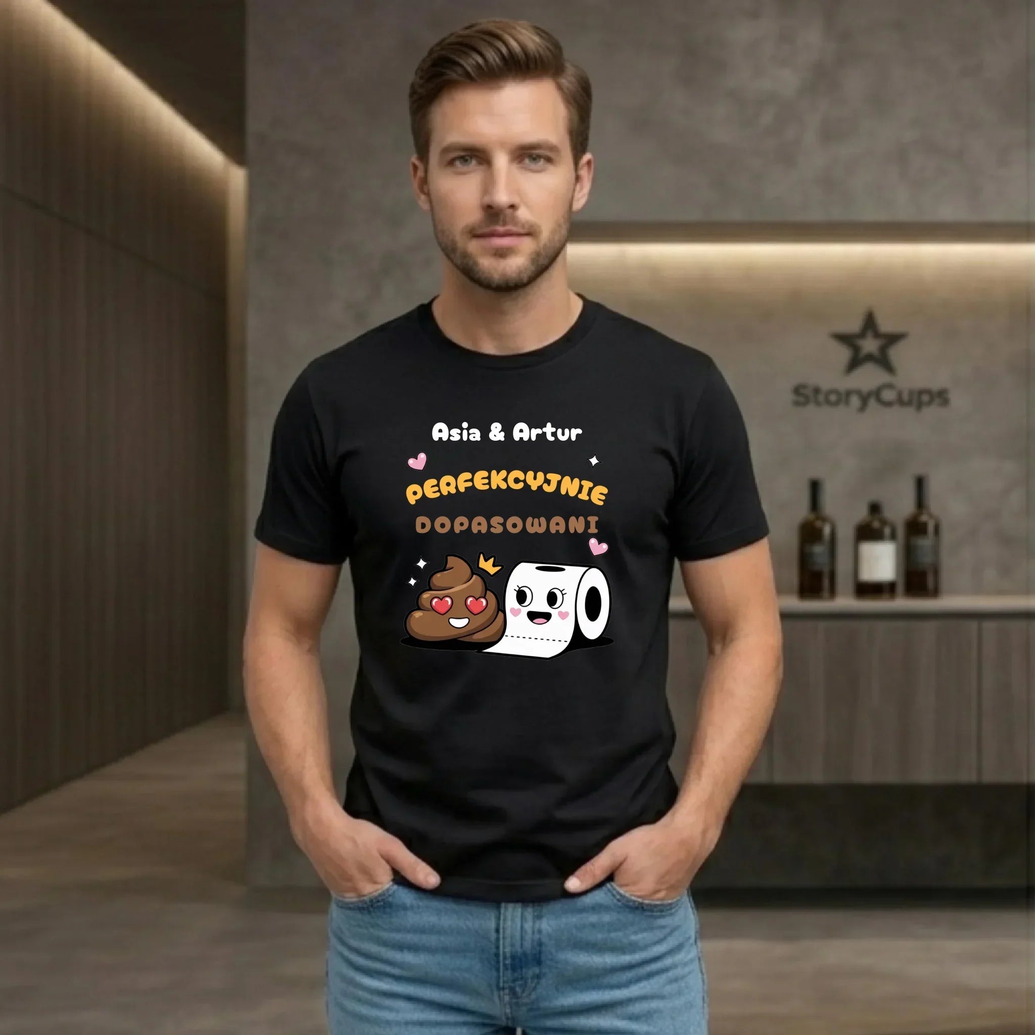 Koszulka męska - Perfekcyjnie dopasowani - personalizowana W81 - StoryCups.pl
