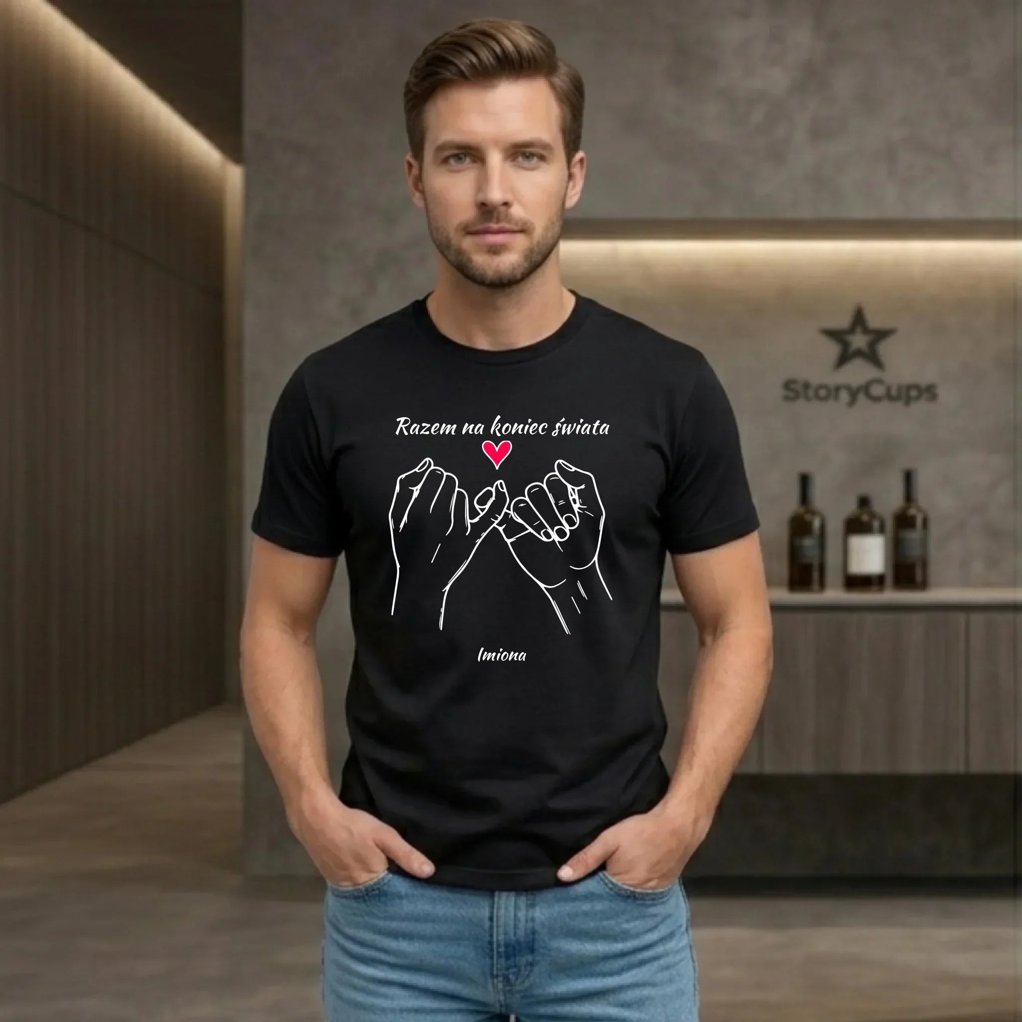 Koszulka męska - Razem na koniec świata - personalizowana W60 - StoryCups.pl