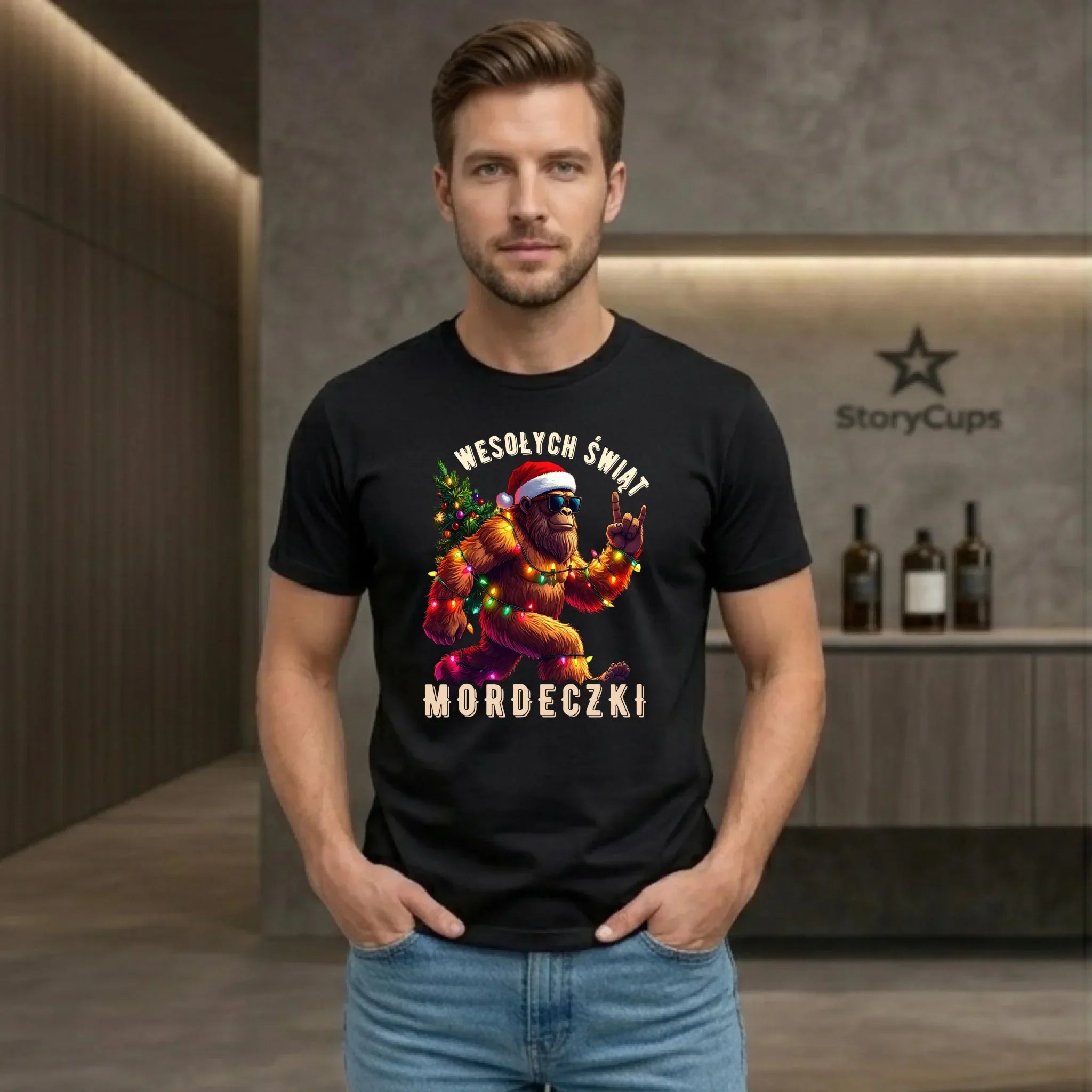 Koszulka męska świąteczna - prezent na święta - Yeti Wesołych Świąt mordeczki BN152 - StoryCups.pl