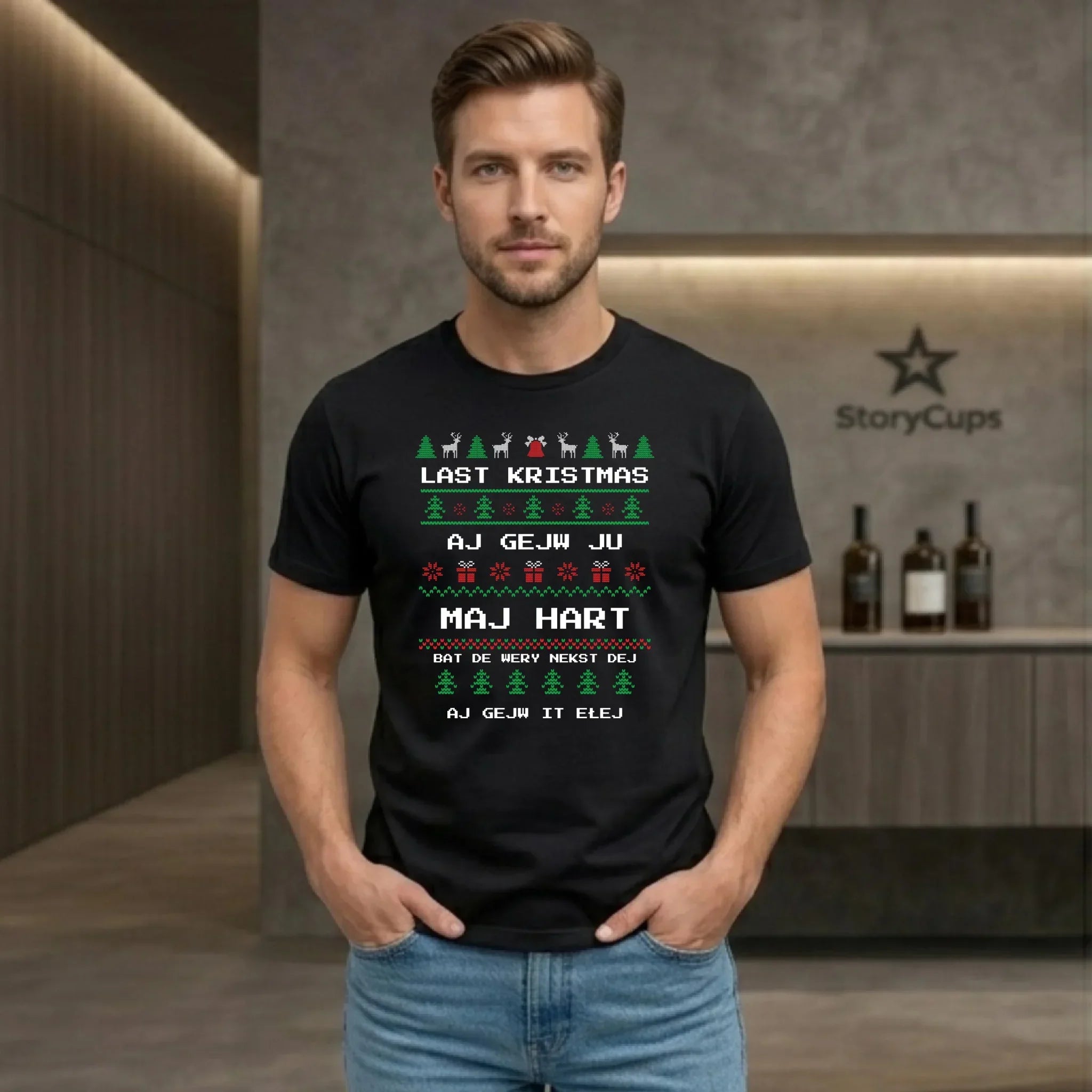 Koszulka męska świąteczna - Last kristmas aj gejw ju maj hart BN13 - StoryCups.pl