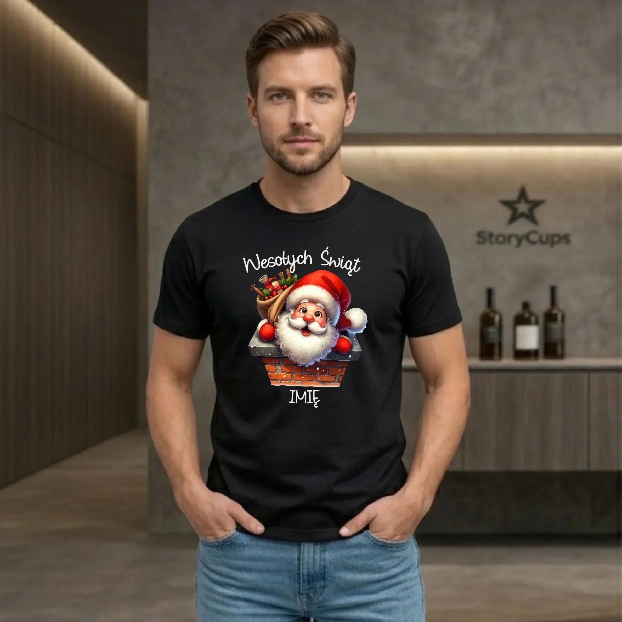 Koszulka męska świąteczna - prezent na Mikołajki Mikołaj - personalizowana BN08 - StoryCups.pl