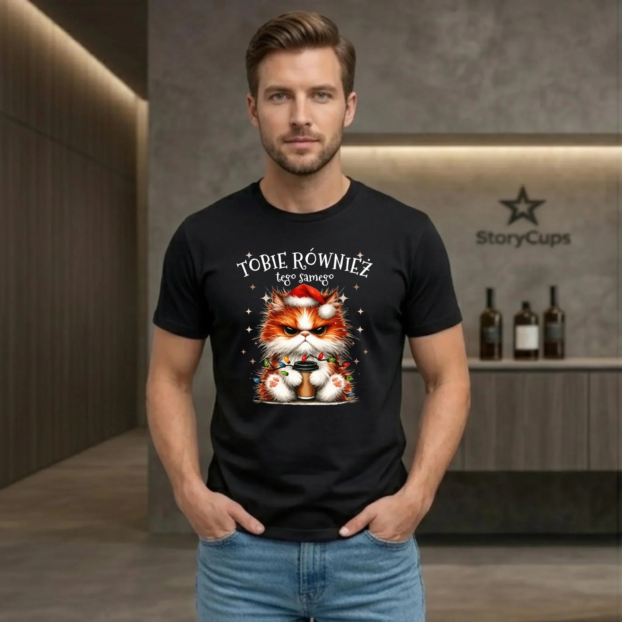 Koszulka męska świąteczna - Grumpy Cat Tobie również tego samego BN32 - StoryCups.pl