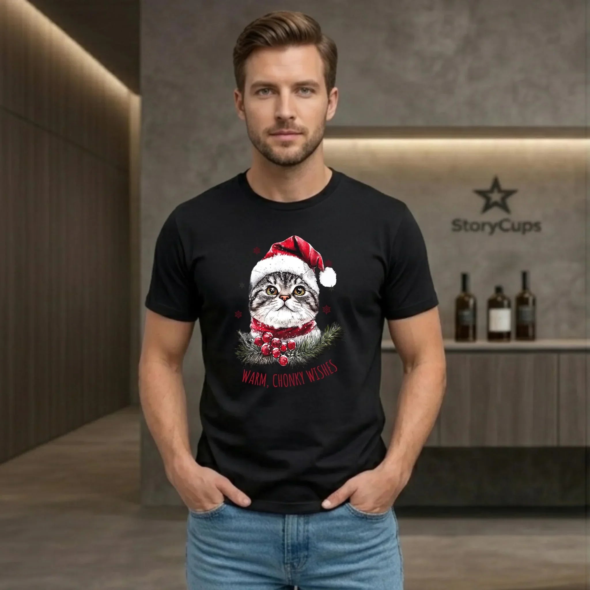 Koszulka męska świąteczna - Warm, Chonky Wishes BN36 - StoryCups.pl
