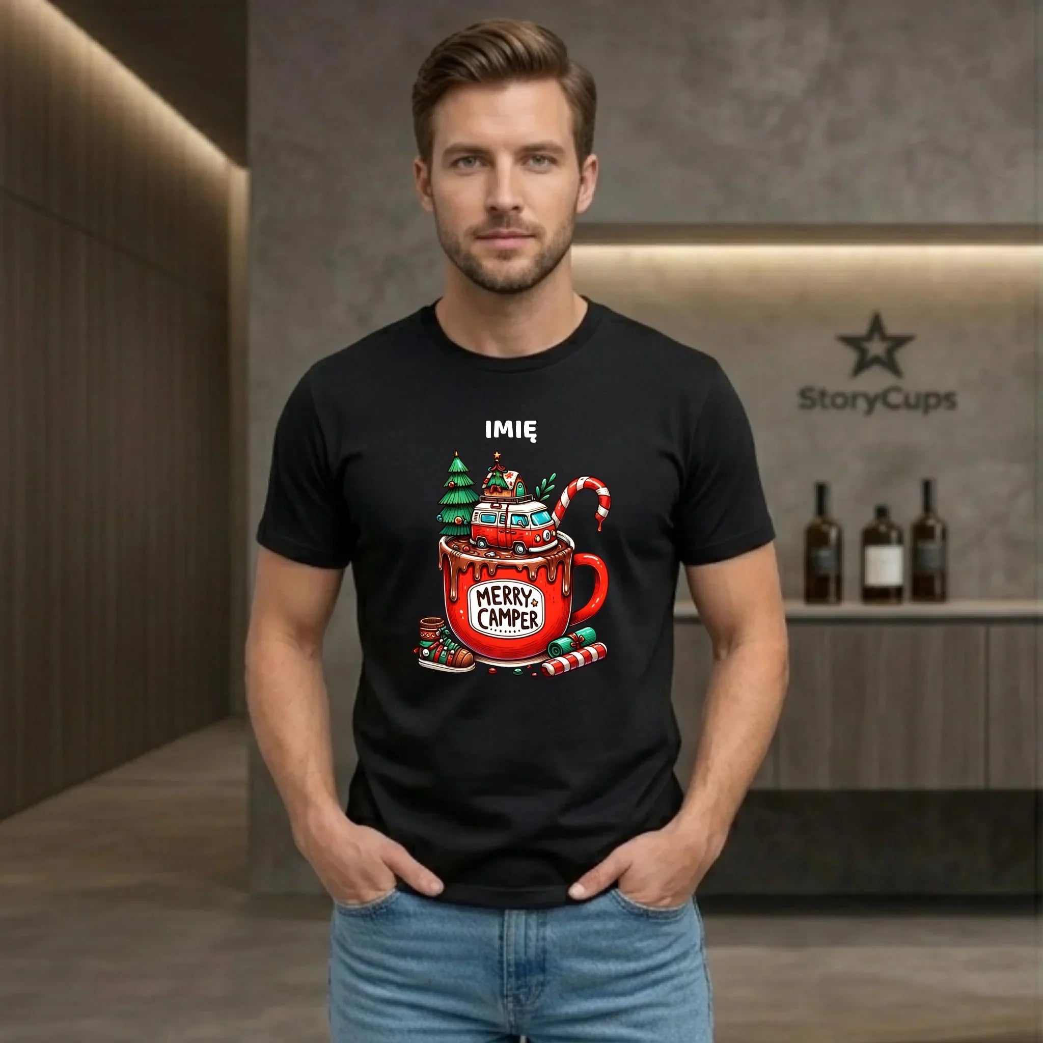 Koszulka męska świąteczna - Kamper Merry Camper - personalizowana BN43 - StoryCups.pl