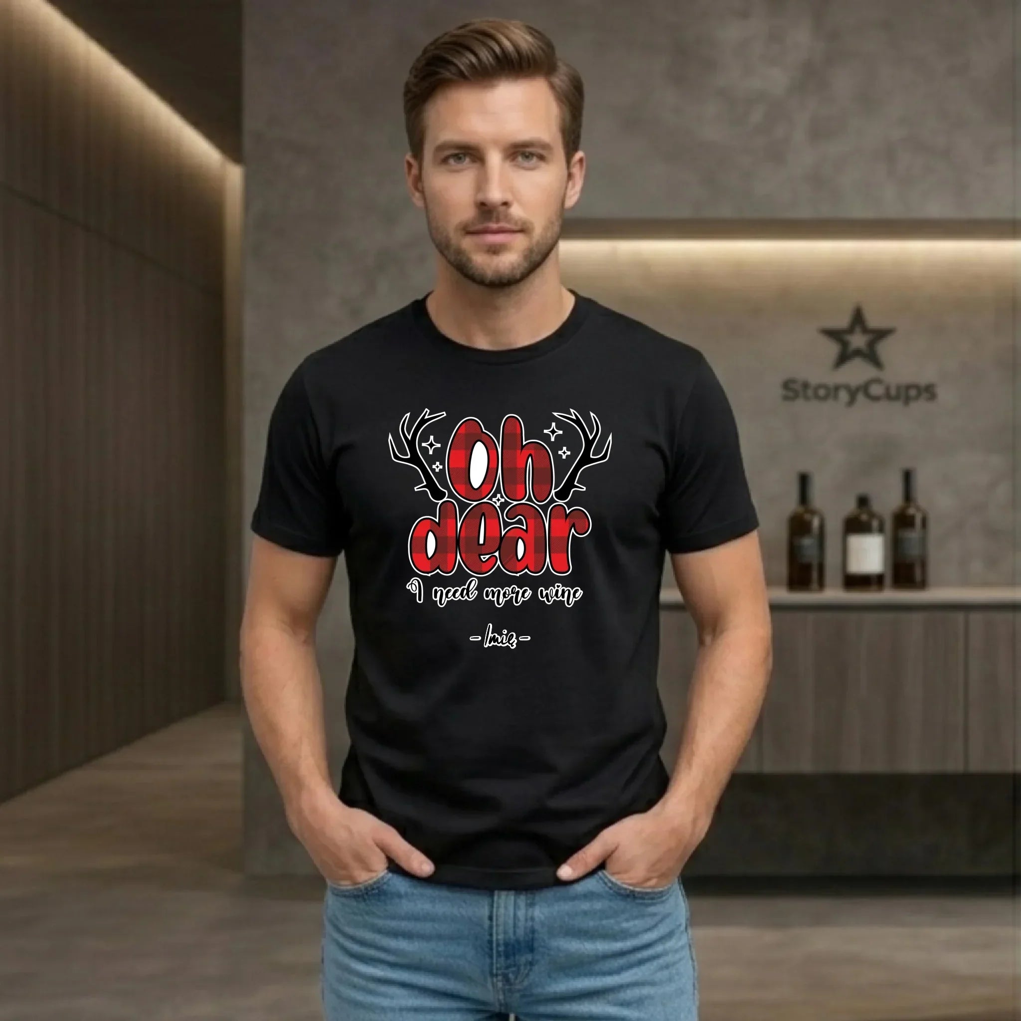 Koszulka męska świąteczna - Oh dear I need more wine - personalizowana BN63 - StoryCups.pl