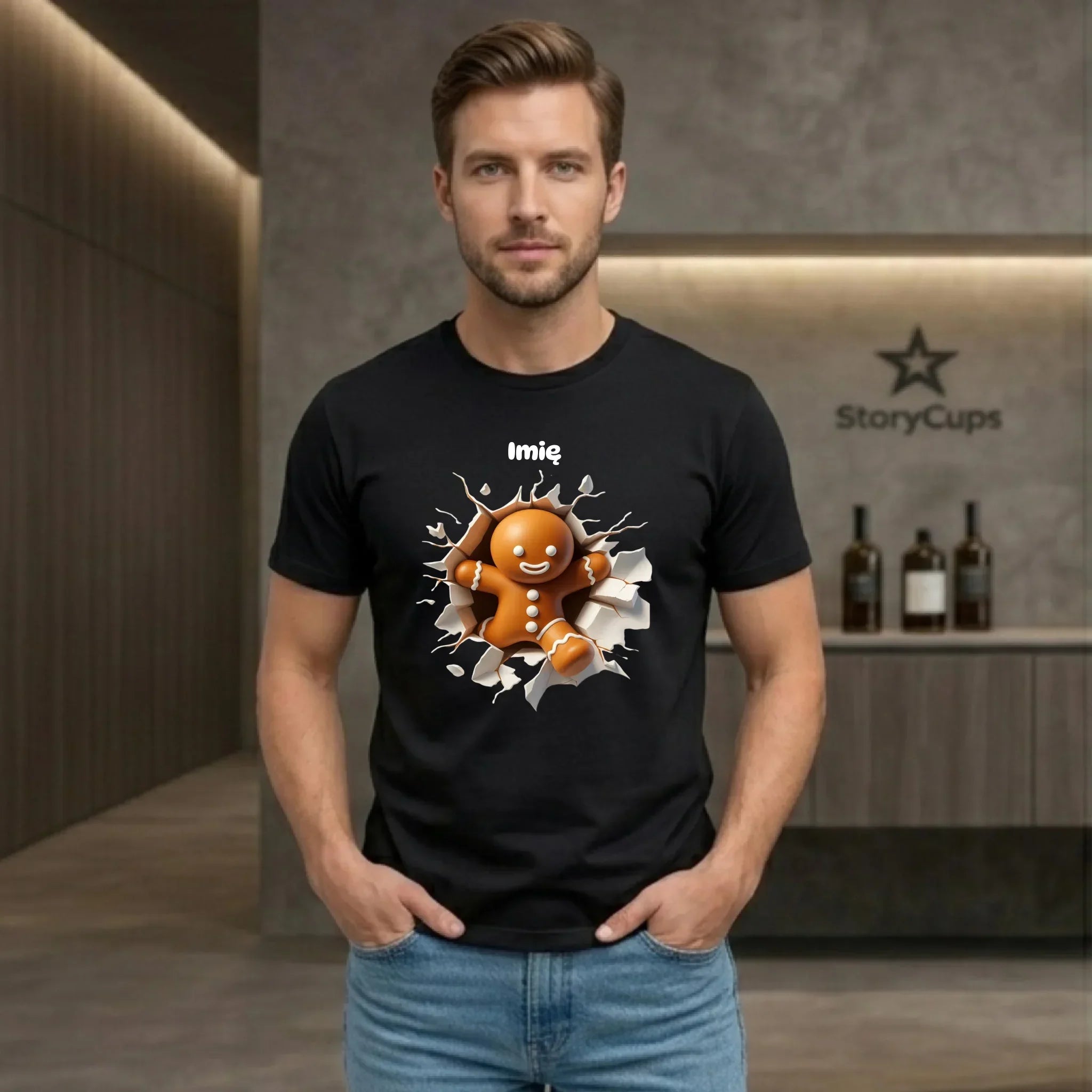 Koszulka męska świąteczna - Pierniczek 3D - personalizowana BN81 - StoryCups.pl