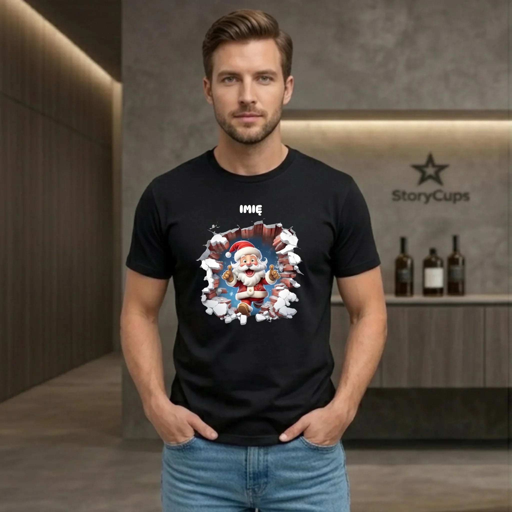 Koszulka męska świąteczna - Mikołaj 3D - personalizowana BN83 - StoryCups.pl