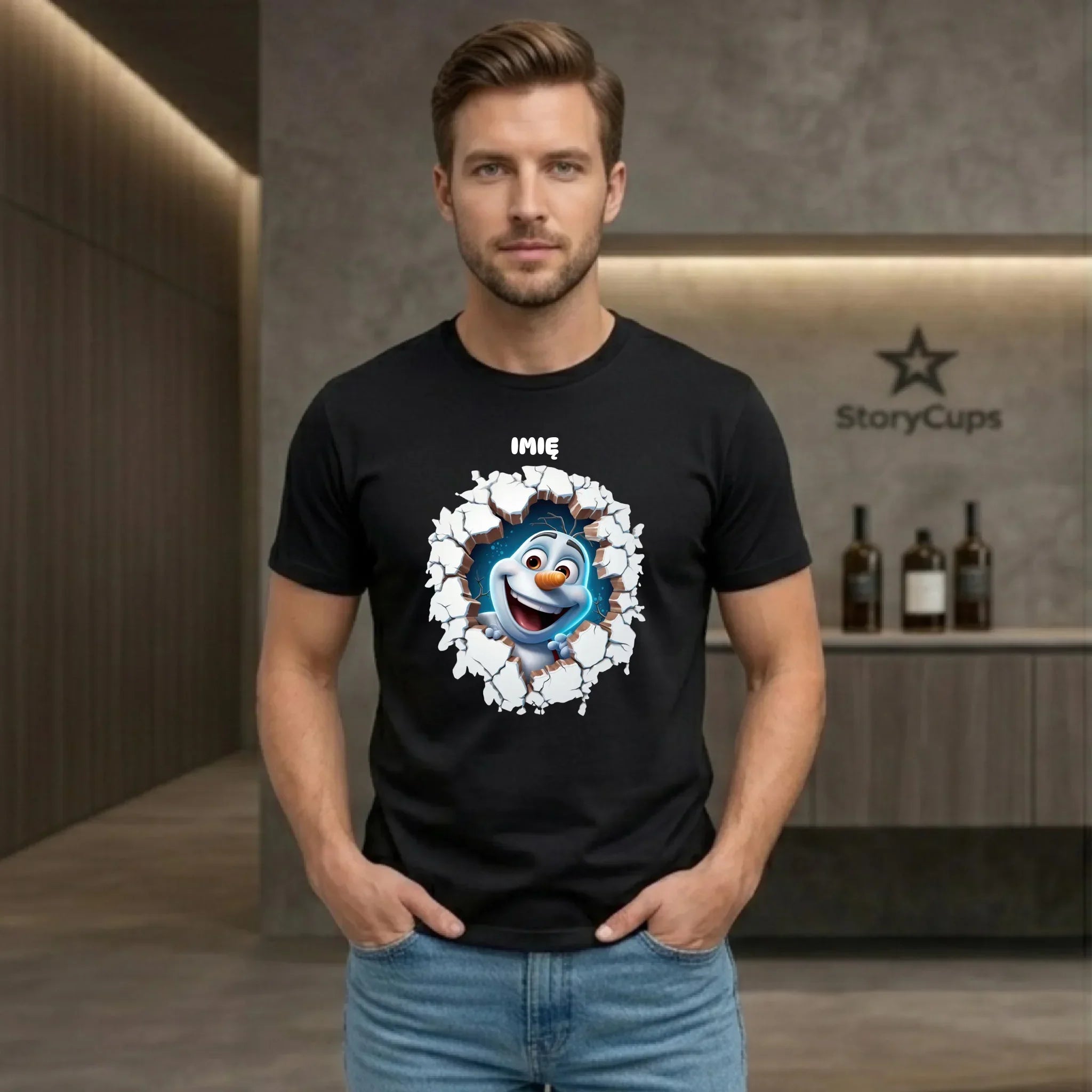Koszulka męska świąteczna - Bałwan 3D - personalizowana BN84 - StoryCups.pl