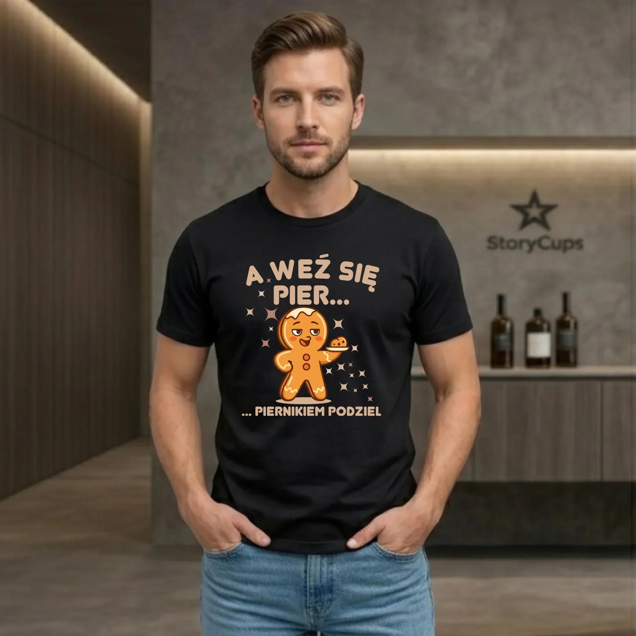 Koszulka męska świąteczna - Piernik A weź się pier... piernikiem podziel BN87 - StoryCups.pl