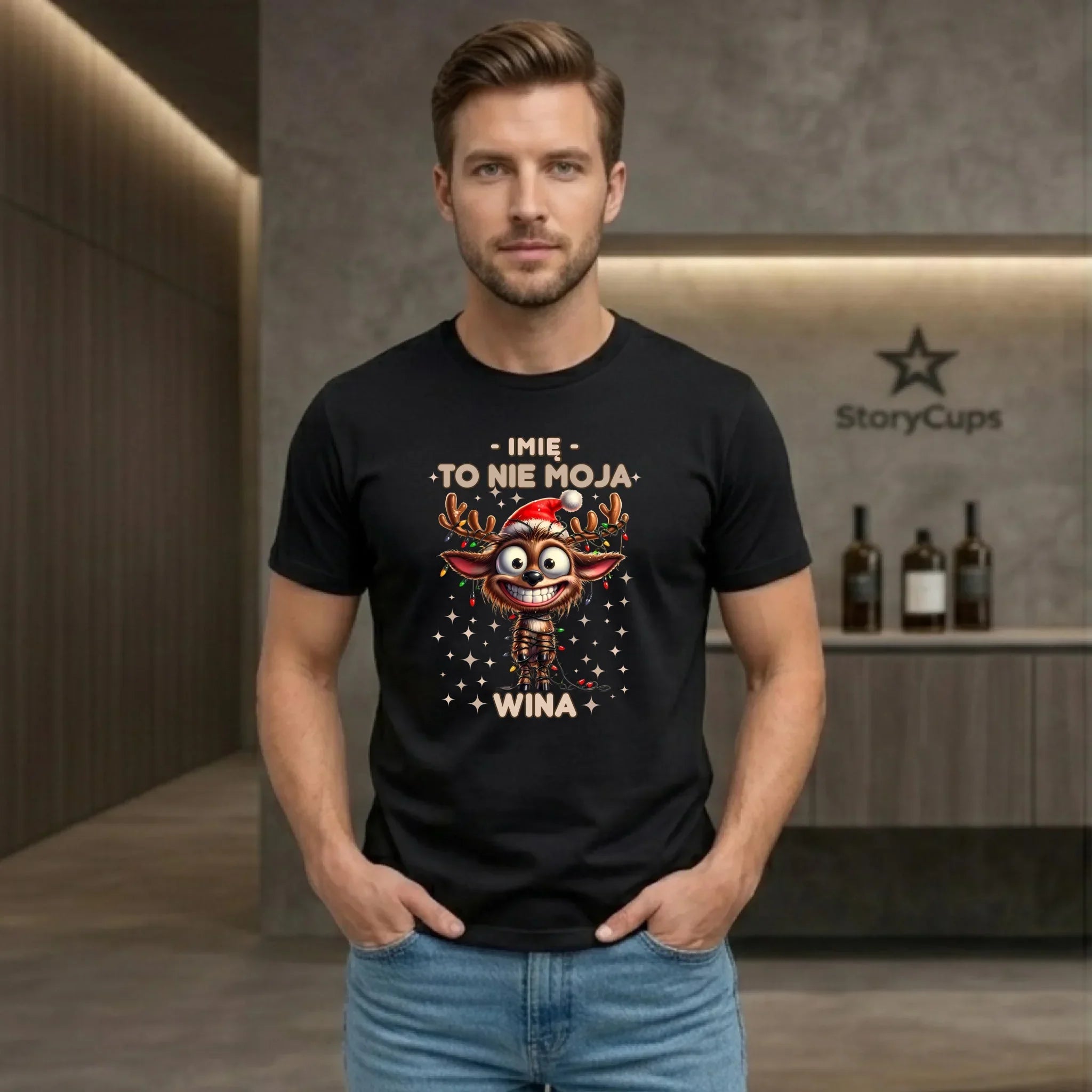 Koszulka męska świąteczna - Renifer To nie moja wina - personalizowana BN93 - StoryCups.pl