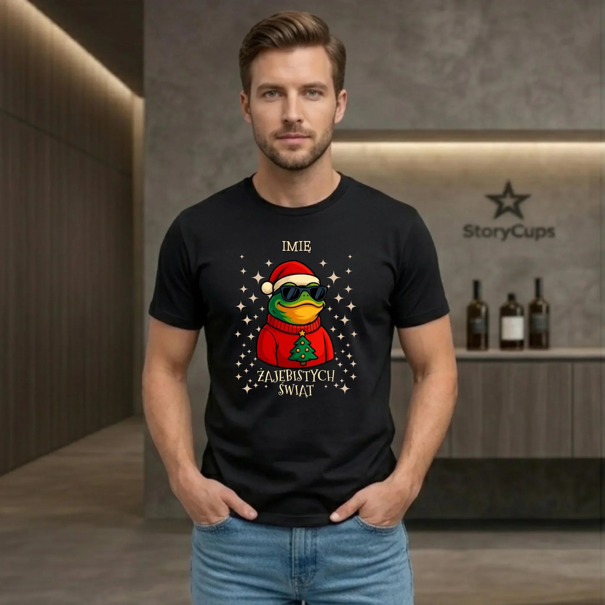 Koszulka męska świąteczna - Żajebistych Świąt - personalizowana BN144 - StoryCups.pl