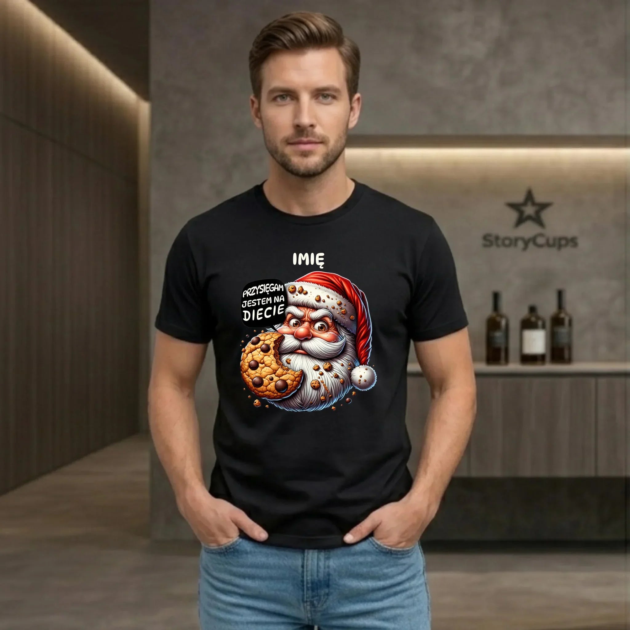 Koszulka męska świąteczna - Mikołaj Przysięgam jestem na diecie - personalizowana BN97 - StoryCups.pl