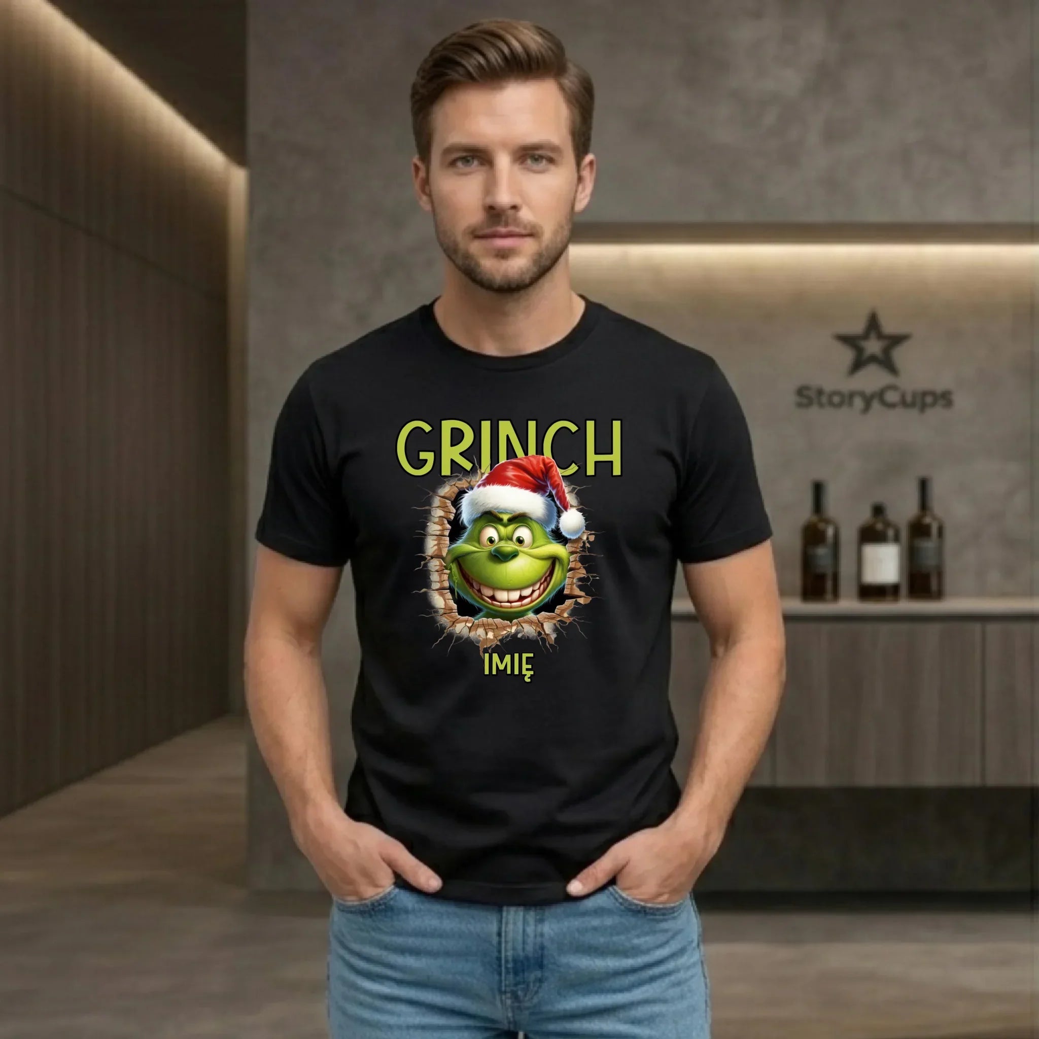 Koszulka męska świąteczna - Grinch - personalizowana BN112 - StoryCups.pl