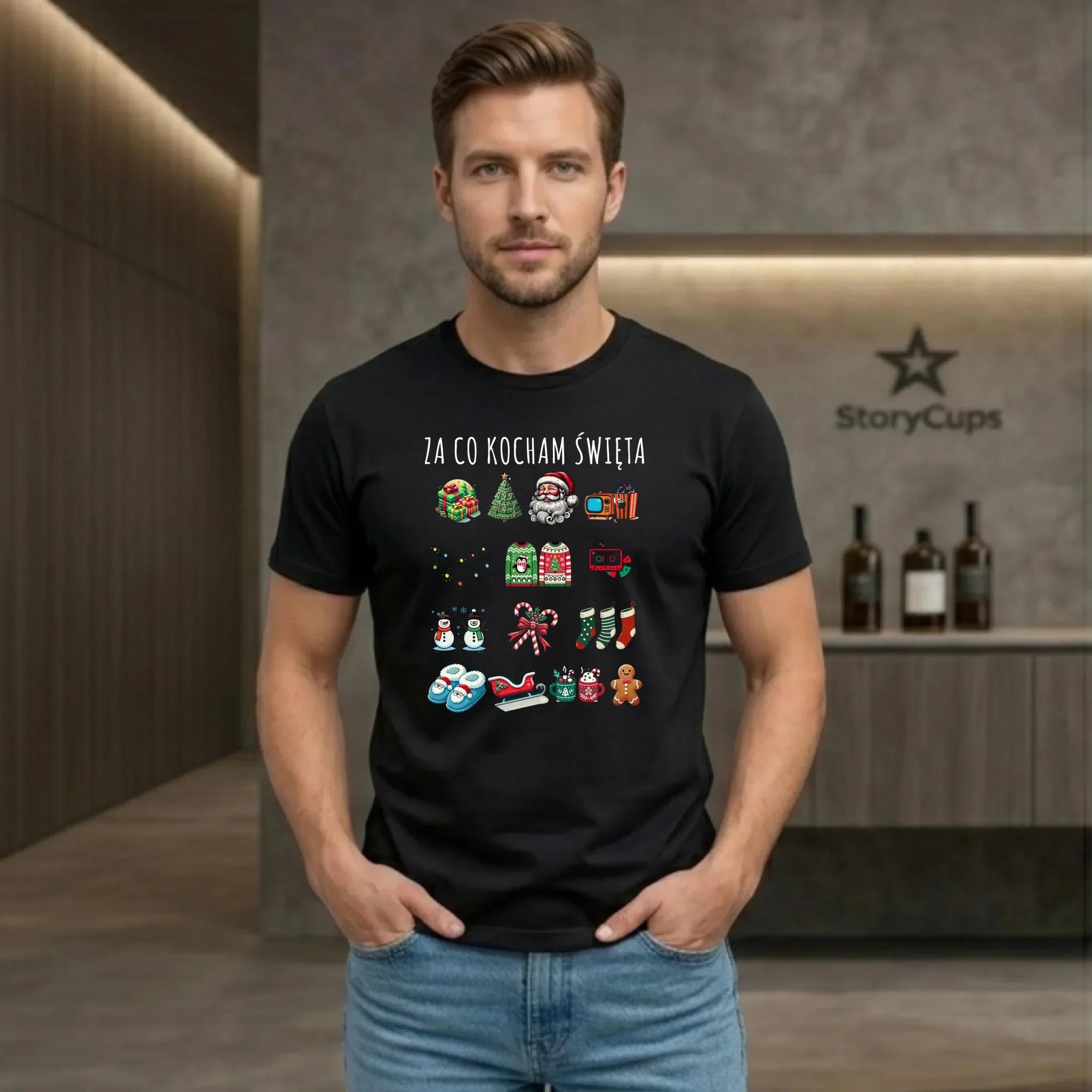 Koszulka męska świąteczna - Za co kocham święta BN130 - StoryCups.pl
