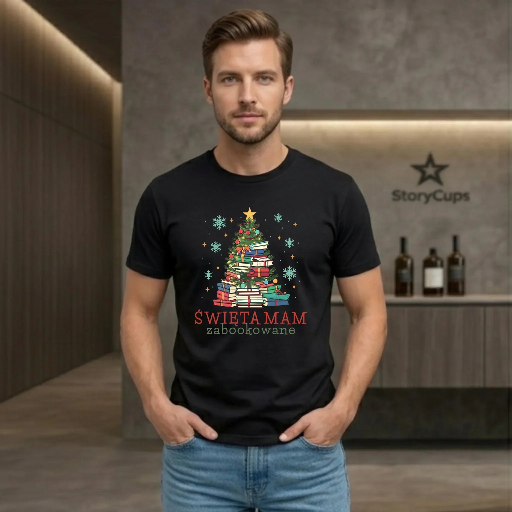 Koszulka męska świąteczna - Święta mam zabookowane BN05 - StoryCups.pl